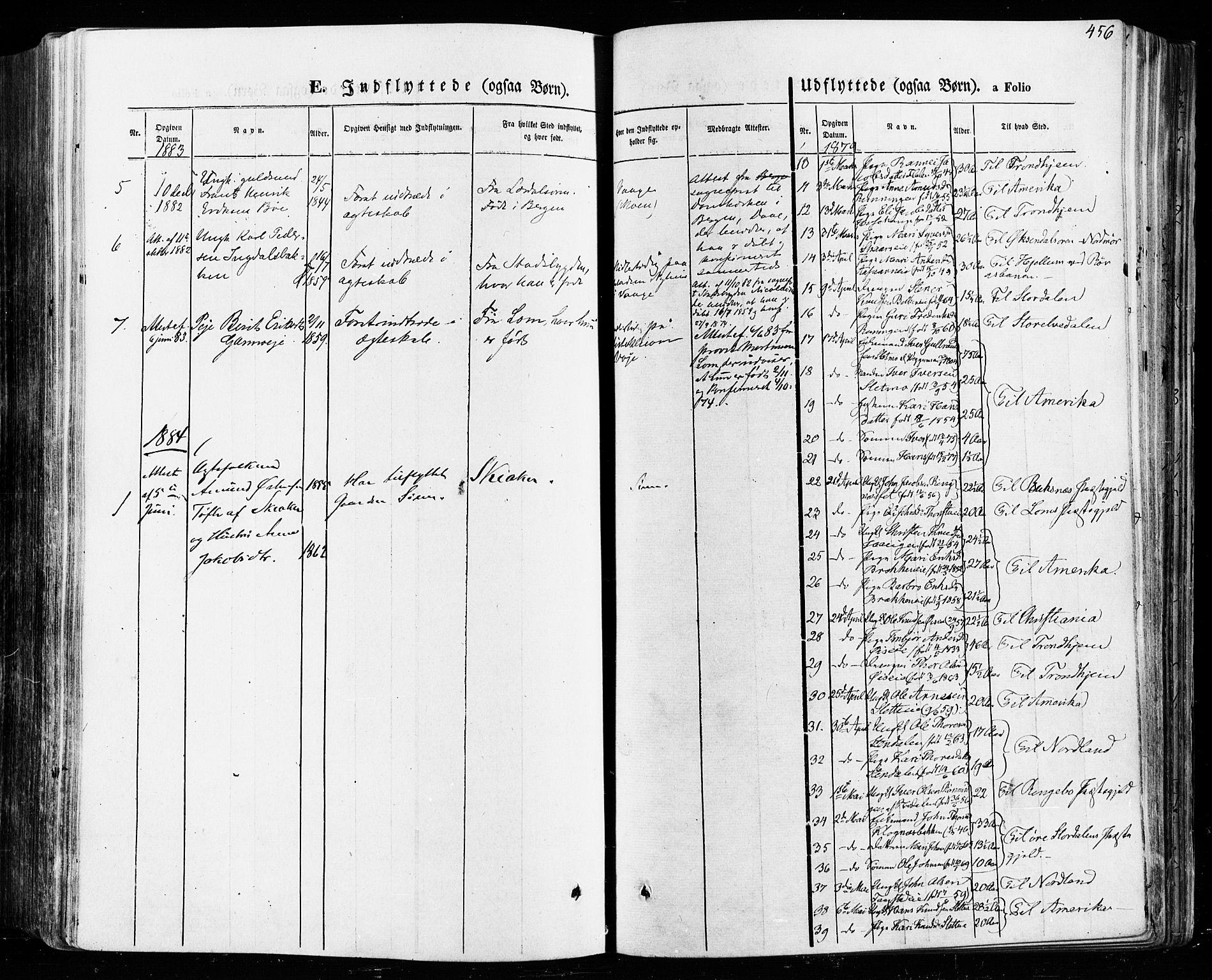 Vågå prestekontor, SAH/PREST-076/H/Ha/Haa/L0007: Parish register (official) no. 7 /1, 1872-1886, p. 456