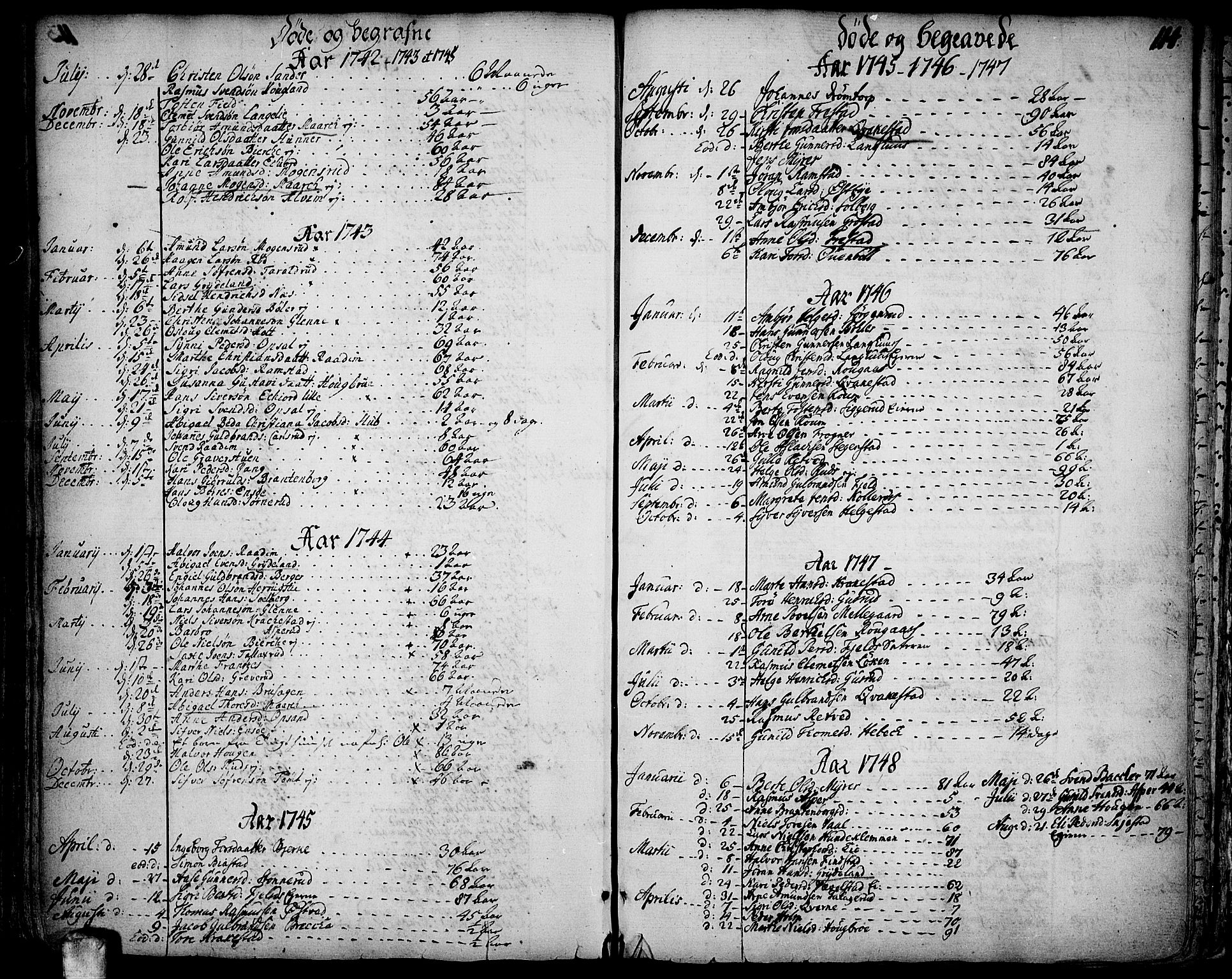 Kråkstad prestekontor Kirkebøker, SAO/A-10125a/F/Fa/L0001: Parish register (official) no. I 1, 1736-1785, p. 114
