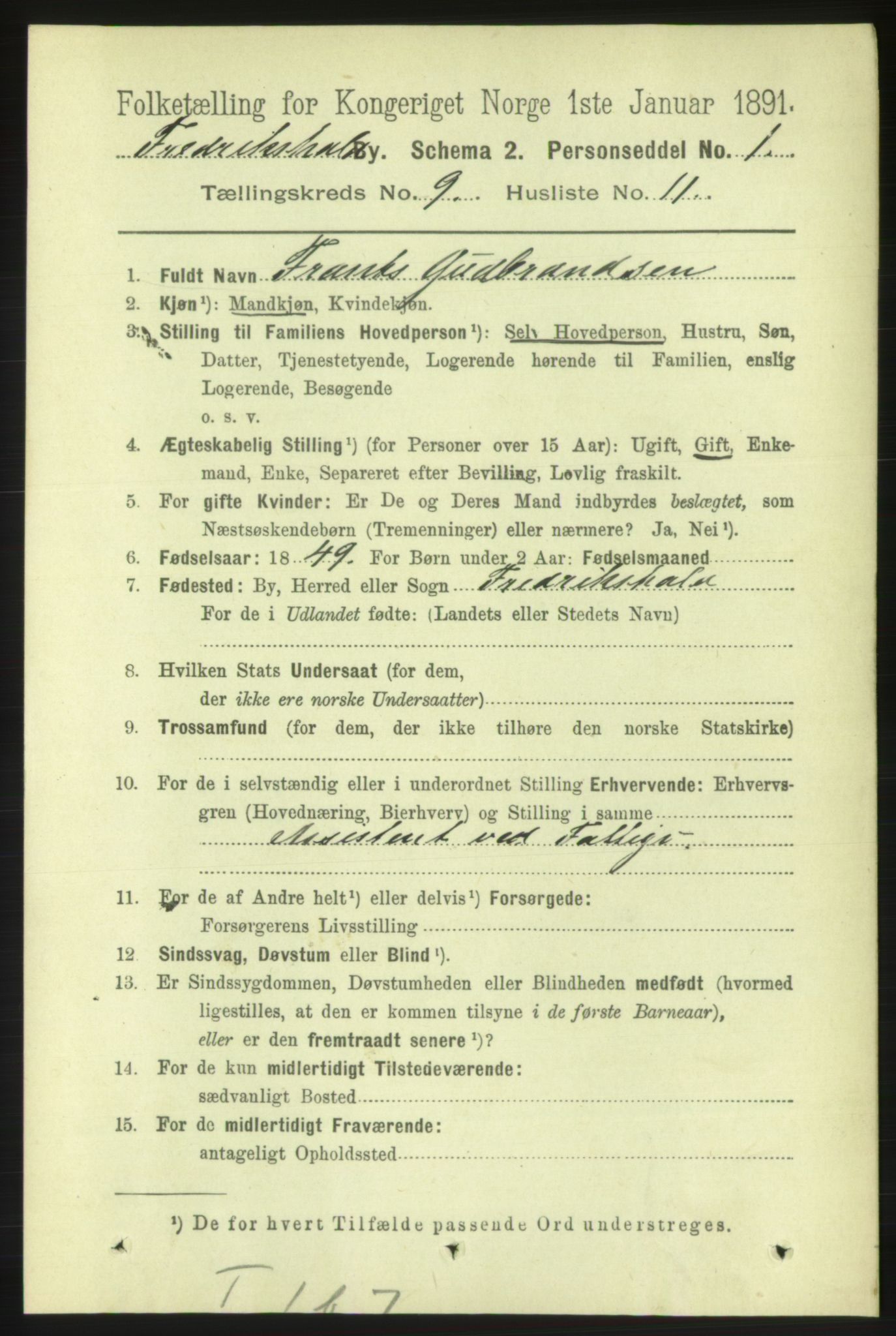 RA, 1891 census for 0101 Fredrikshald, 1891, p. 5919