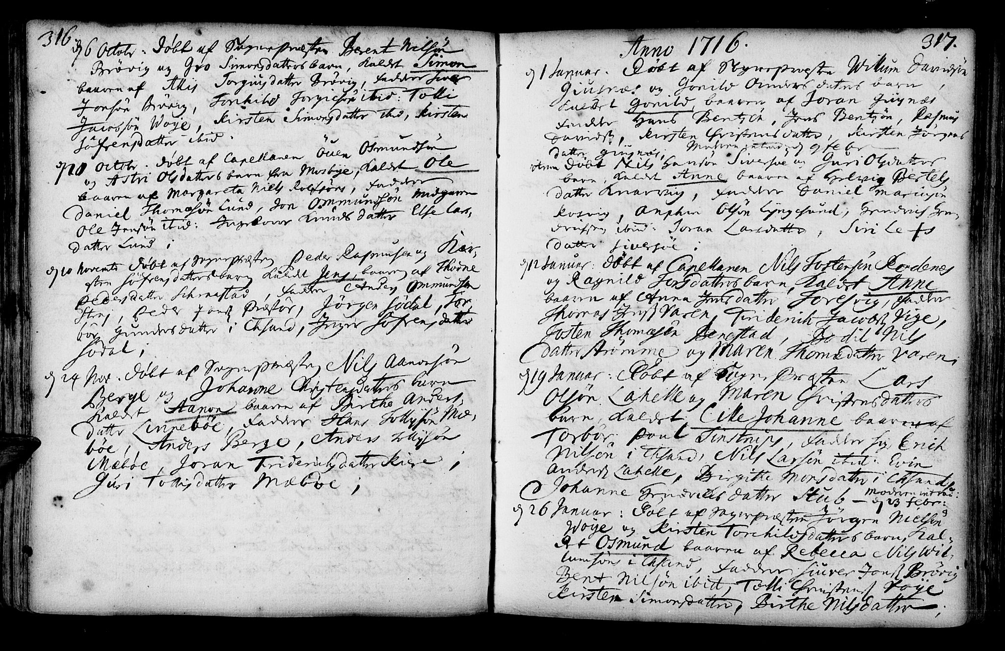 Oddernes sokneprestkontor, SAK/1111-0033/F/Fa/Faa/L0001: Parish register (official) no. A 1, 1692-1718, p. 316-317