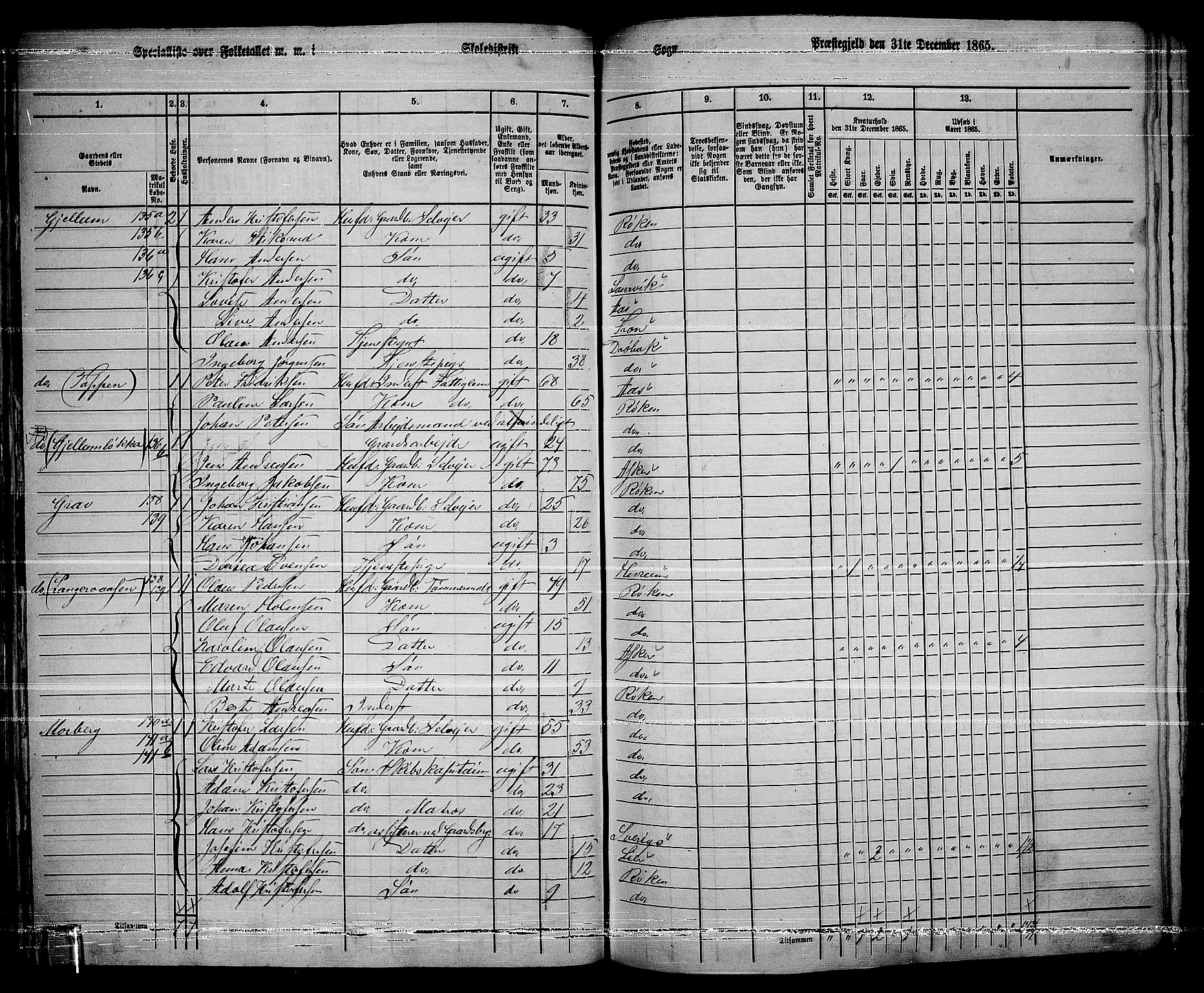 RA, 1865 census for Røyken, 1865, p. 56