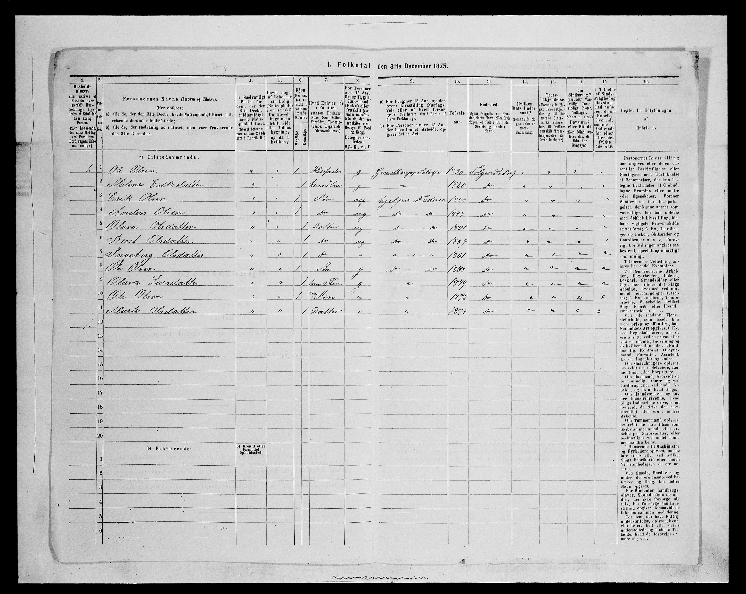 SAH, 1875 census for 0436P Tolga, 1875, p. 569