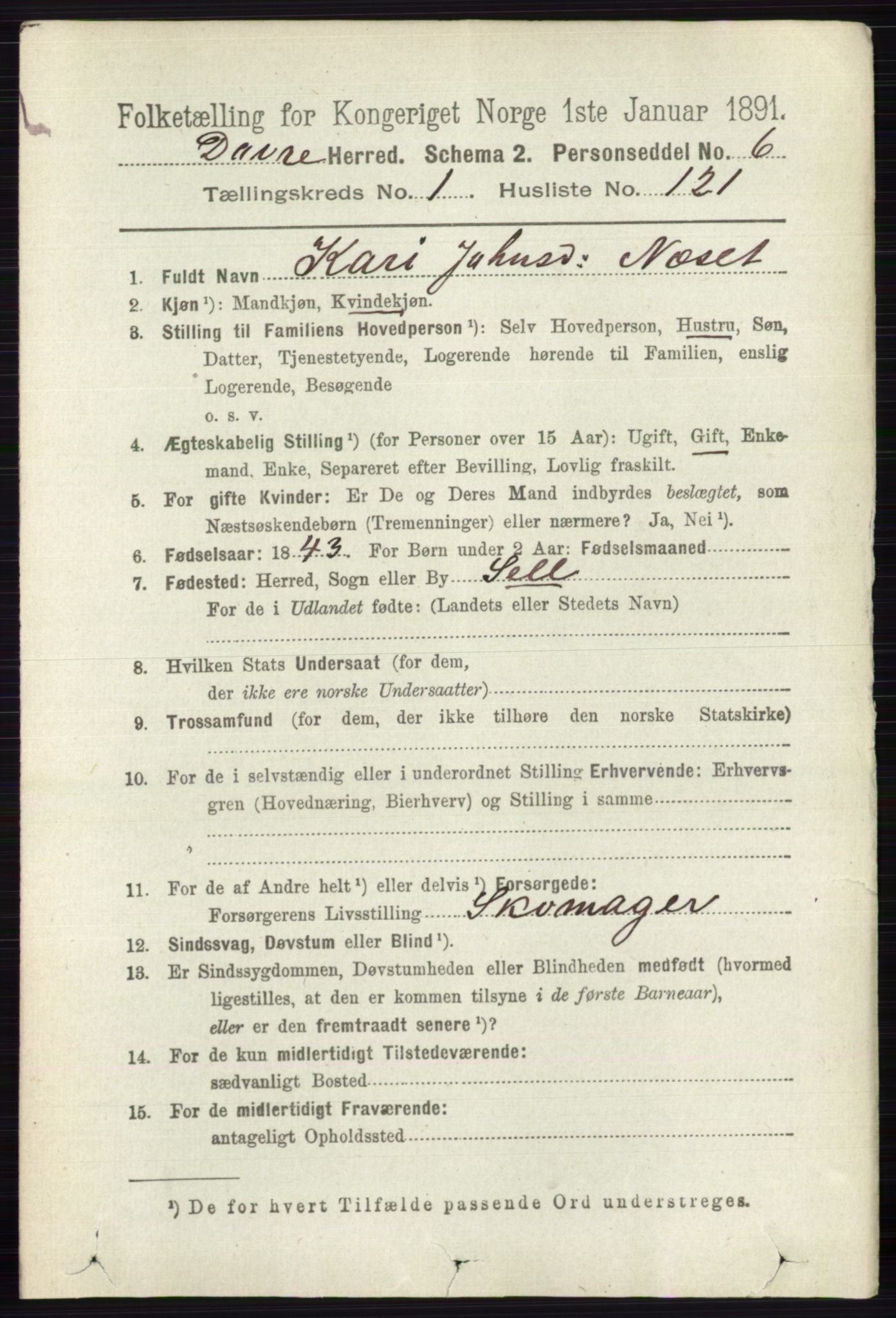 RA, 1891 census for 0511 Dovre, 1891, p. 779