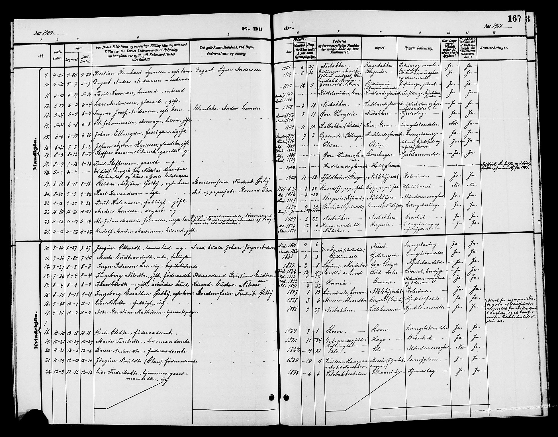 Jevnaker prestekontor, SAH/PREST-116/H/Ha/Hab/L0002: Parish register (copy) no. 2, 1896-1906, p. 167