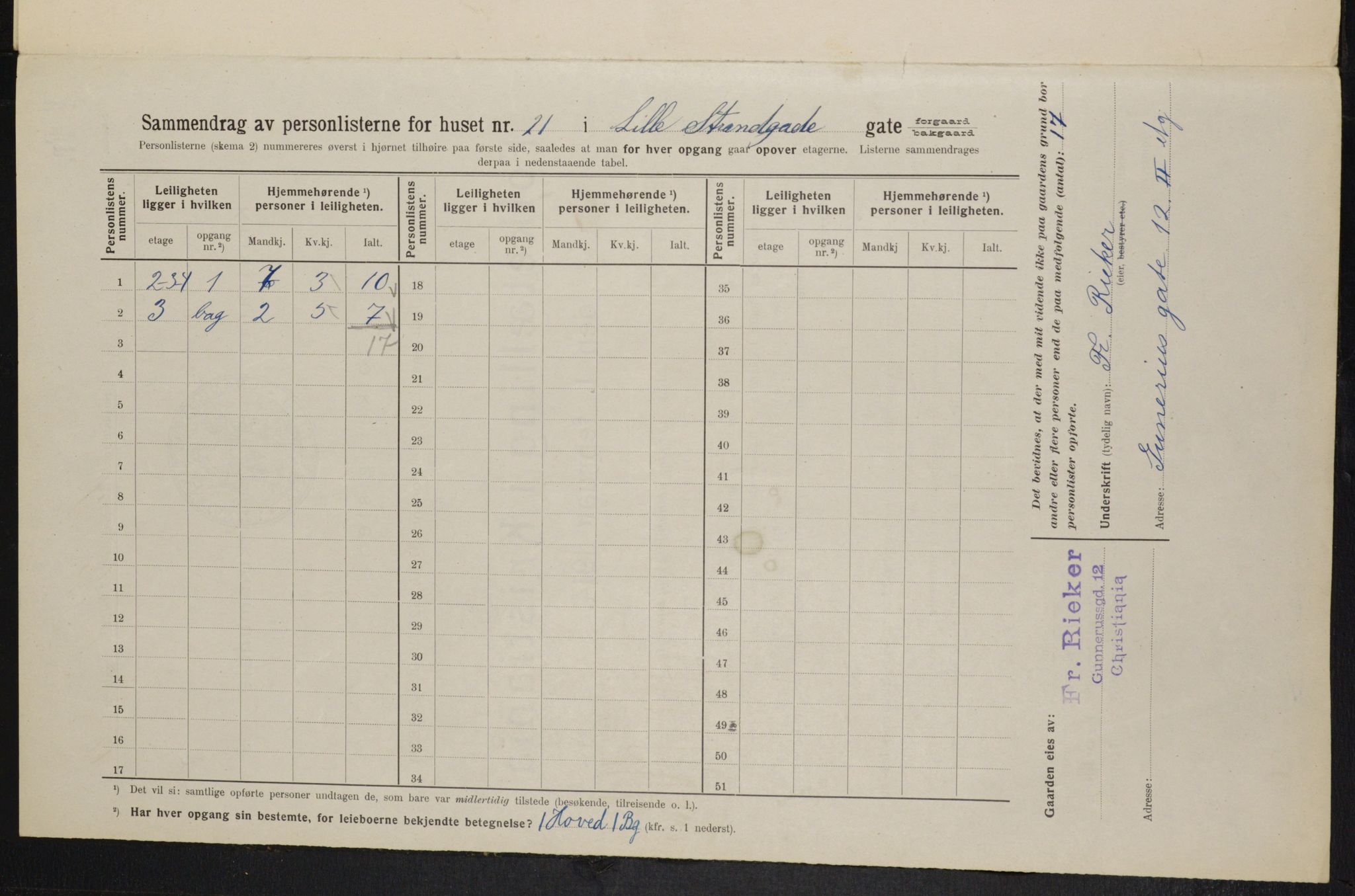 OBA, Municipal Census 1914 for Kristiania, 1914, p. 57519