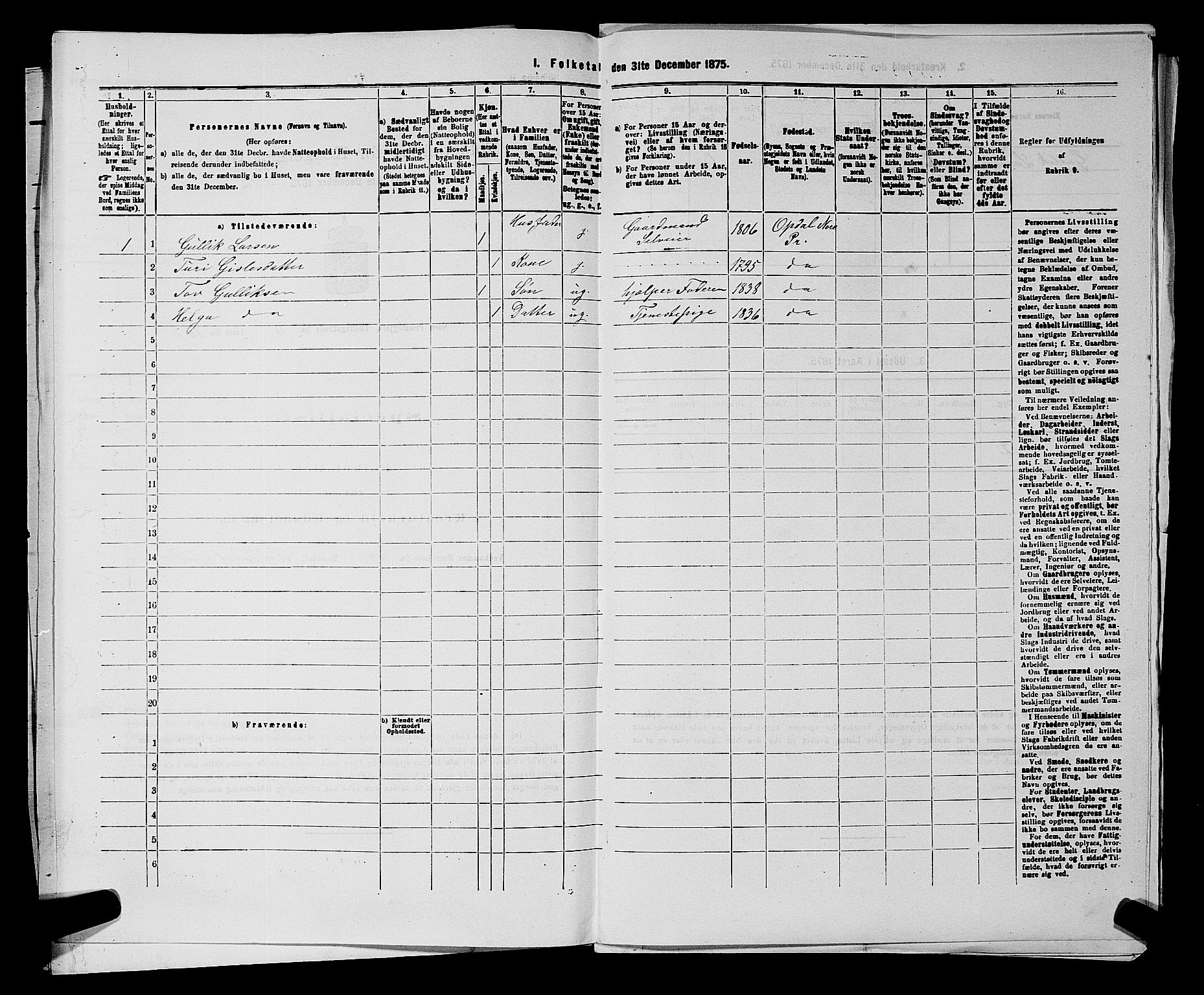 SAKO, 1875 census for 0633P Nore, 1875, p. 601