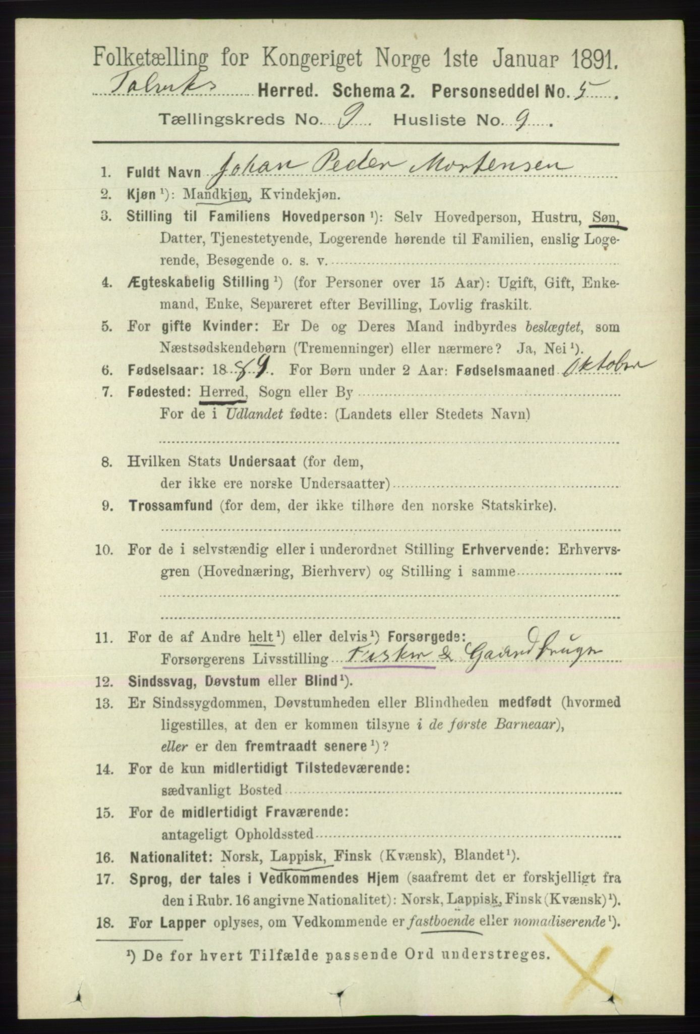 RA, 1891 census for 2013 Talvik, 1891, p. 2221