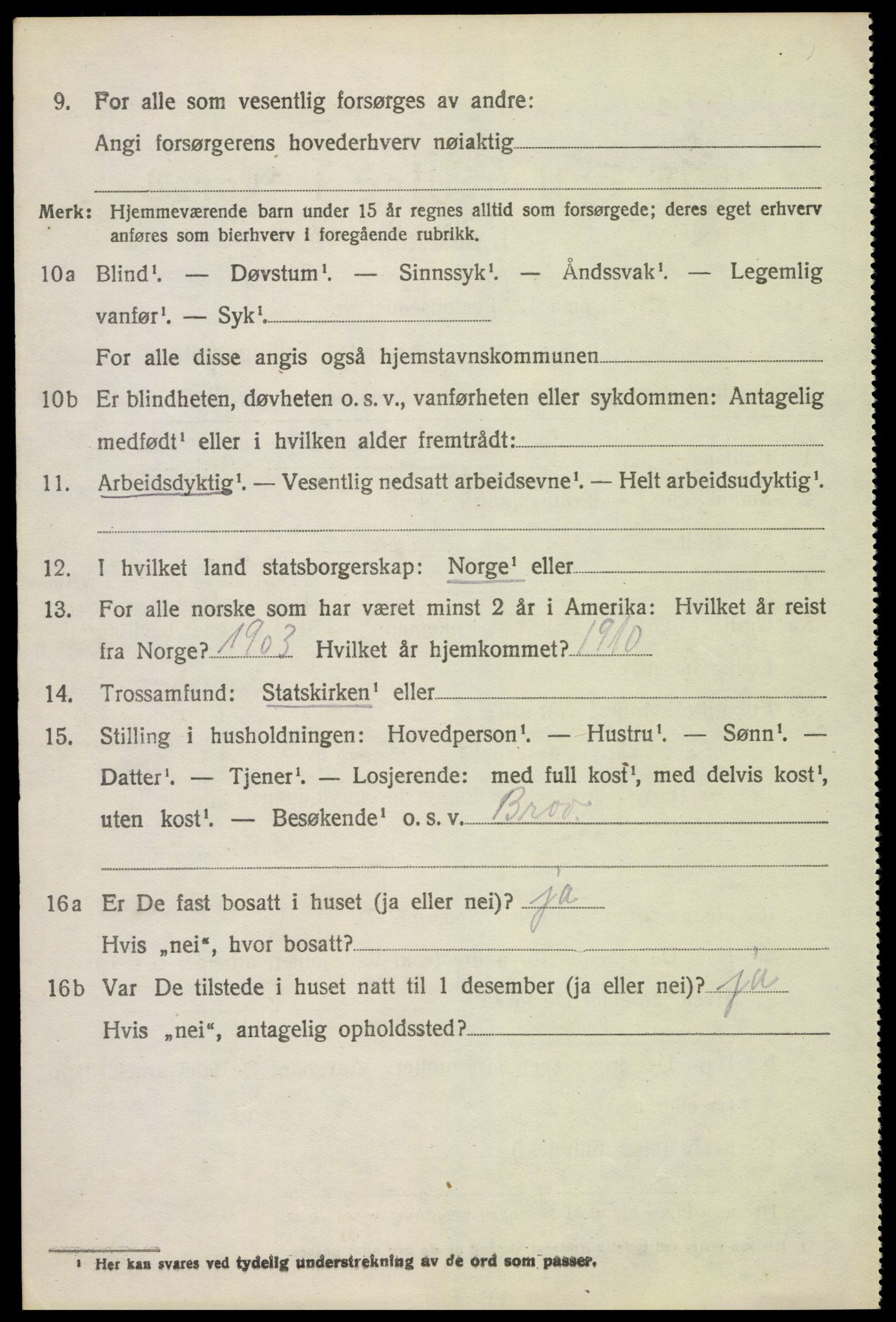 SAH, 1920 census for Ringebu, 1920, p. 7064