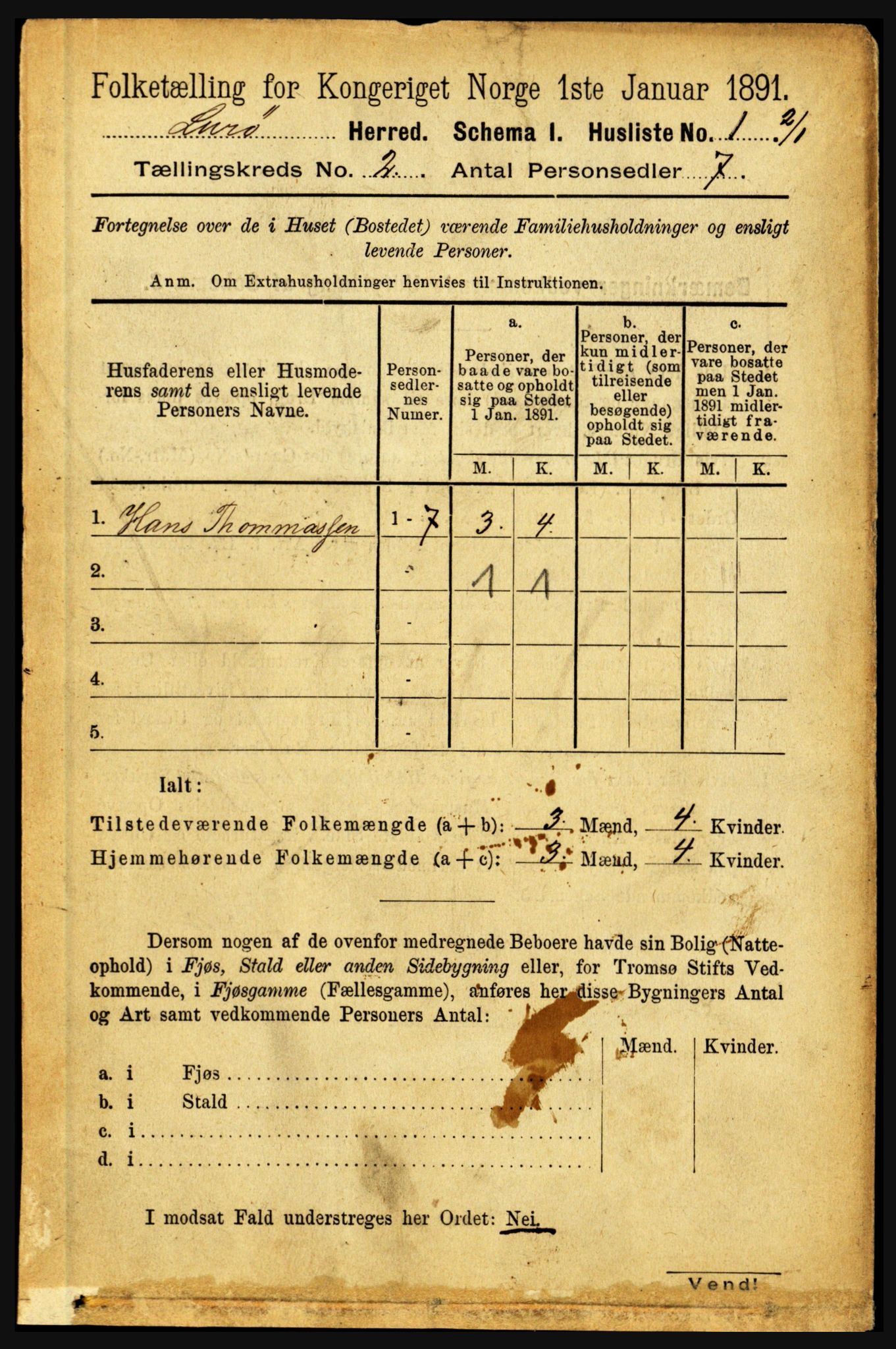 RA, 1891 census for 1834 Lurøy, 1891, p. 657