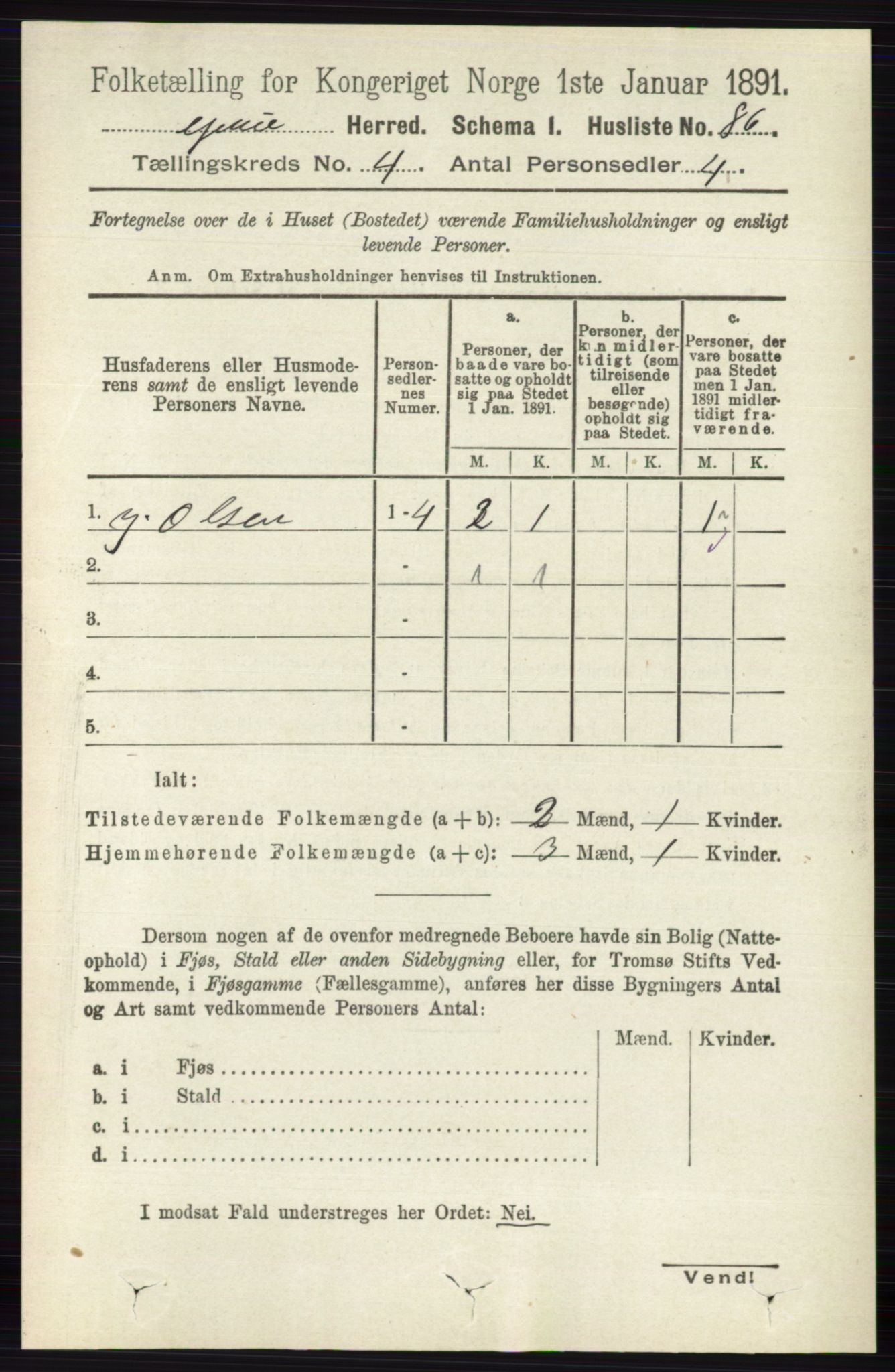 RA, 1891 census for 0423 Grue, 1891, p. 2099