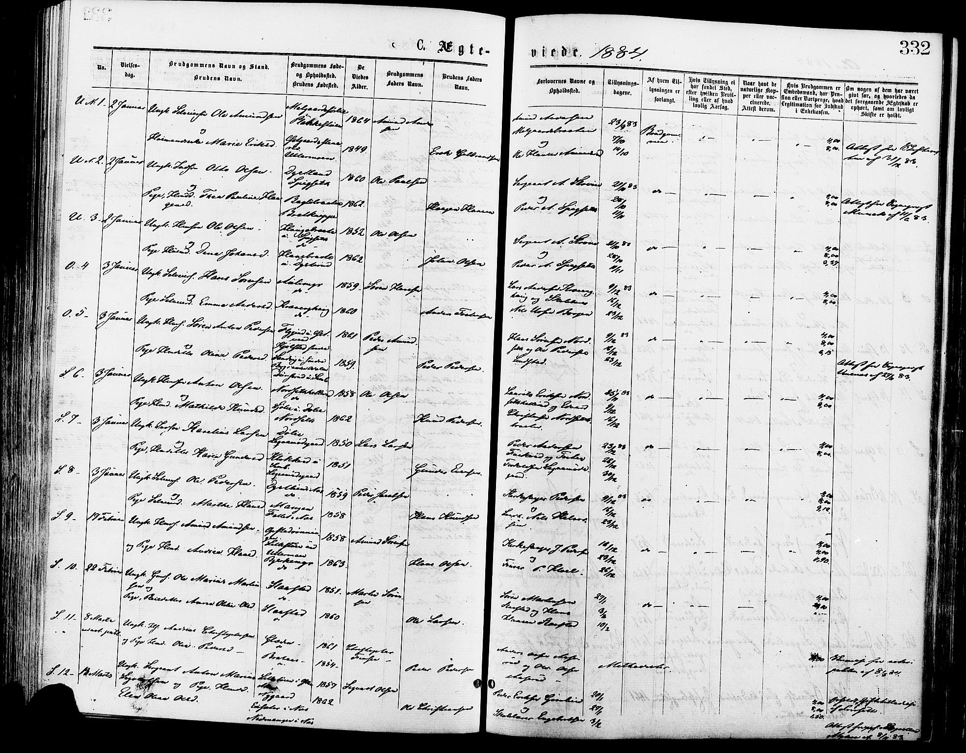 Sør-Odal prestekontor, SAH/PREST-030/H/Ha/Haa/L0005: Parish register (official) no. 5, 1876-1885, p. 332