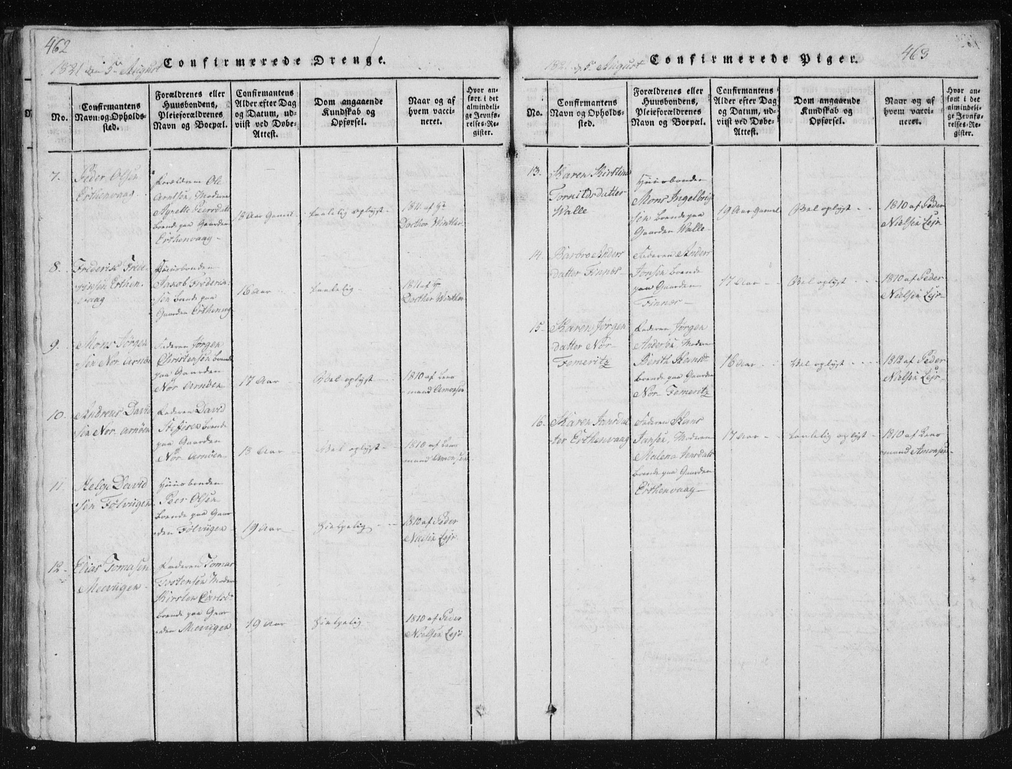 Ministerialprotokoller, klokkerbøker og fødselsregistre - Nordland, AV/SAT-A-1459/805/L0096: Parish register (official) no. 805A03, 1820-1837, p. 462-463