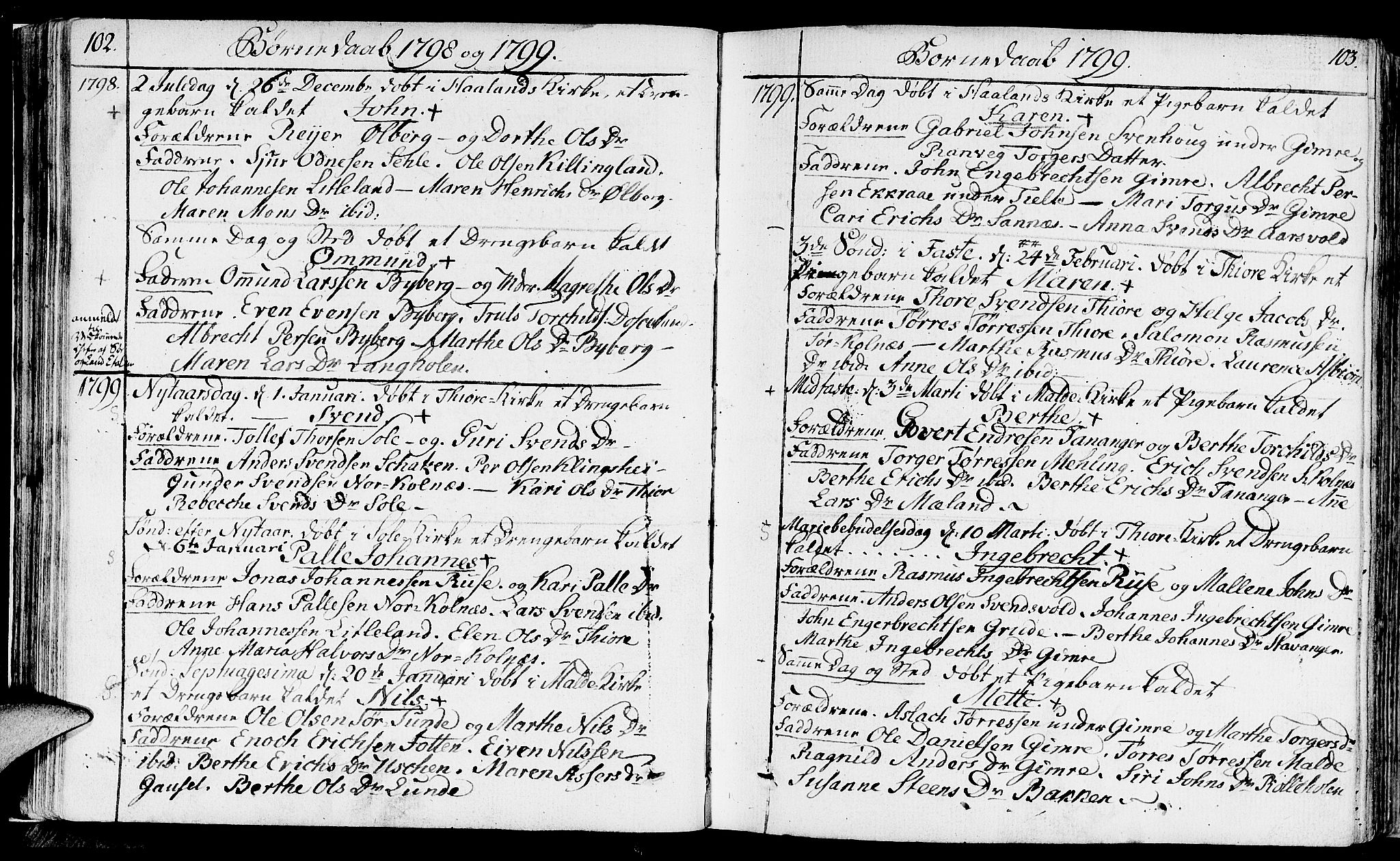 Håland sokneprestkontor, SAST/A-101802/001/30BA/L0003: Parish register (official) no. A 3, 1794-1815, p. 102-103