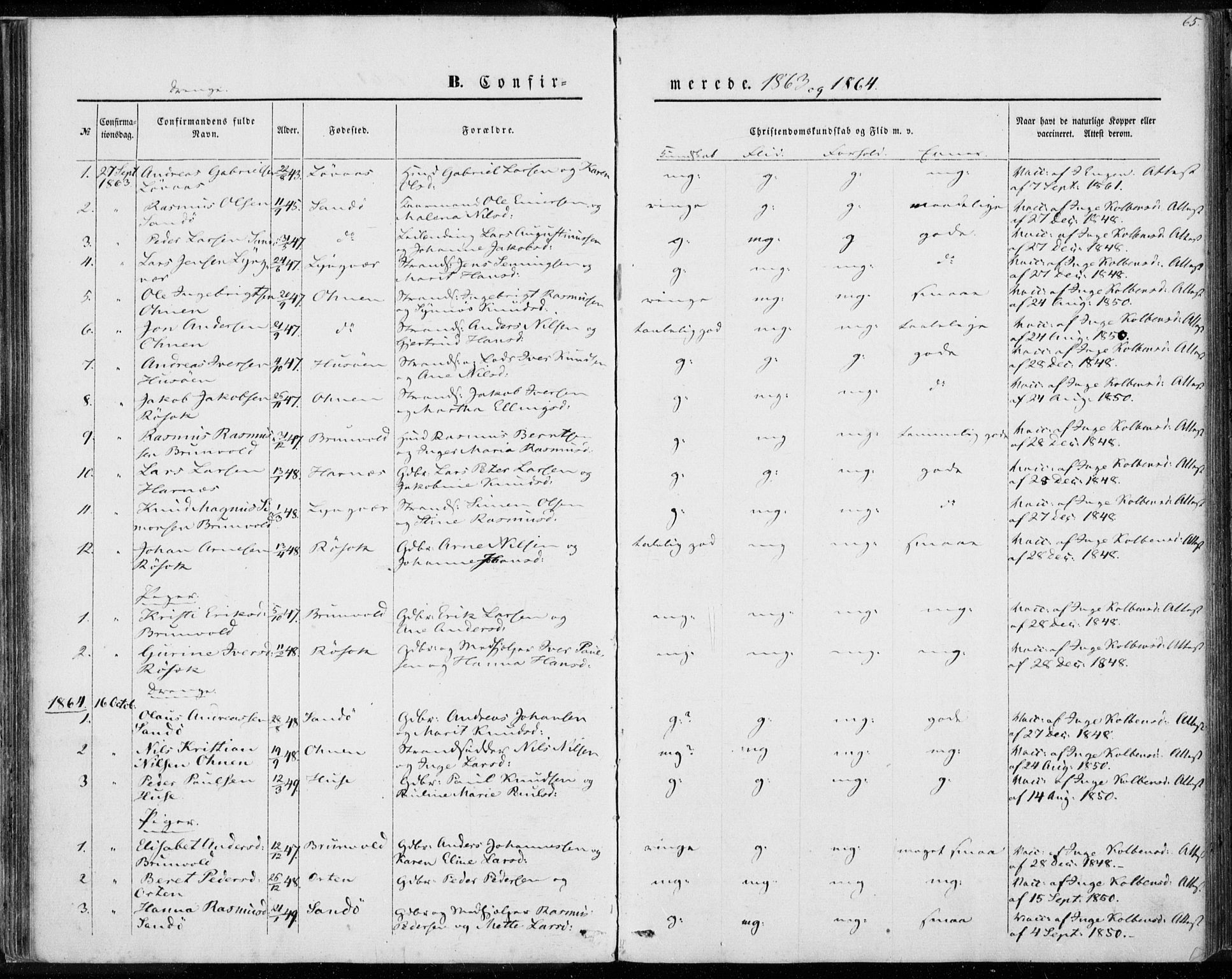 Ministerialprotokoller, klokkerbøker og fødselsregistre - Møre og Romsdal, AV/SAT-A-1454/561/L0728: Parish register (official) no. 561A02, 1858-1878, p. 65