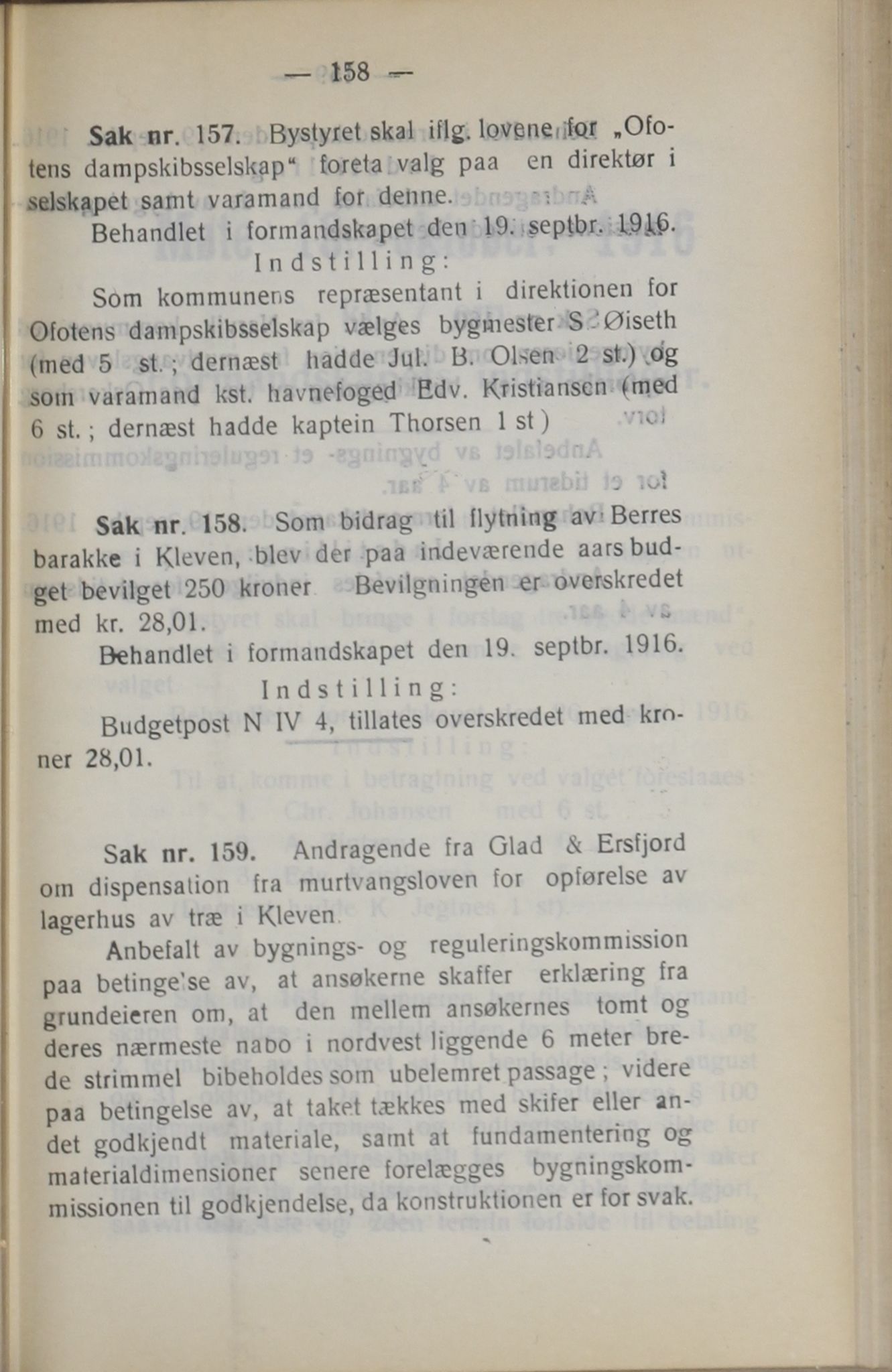 Narvik kommune. Formannskap , AIN/K-18050.150/A/Ab/L0006: Møtebok, 1916