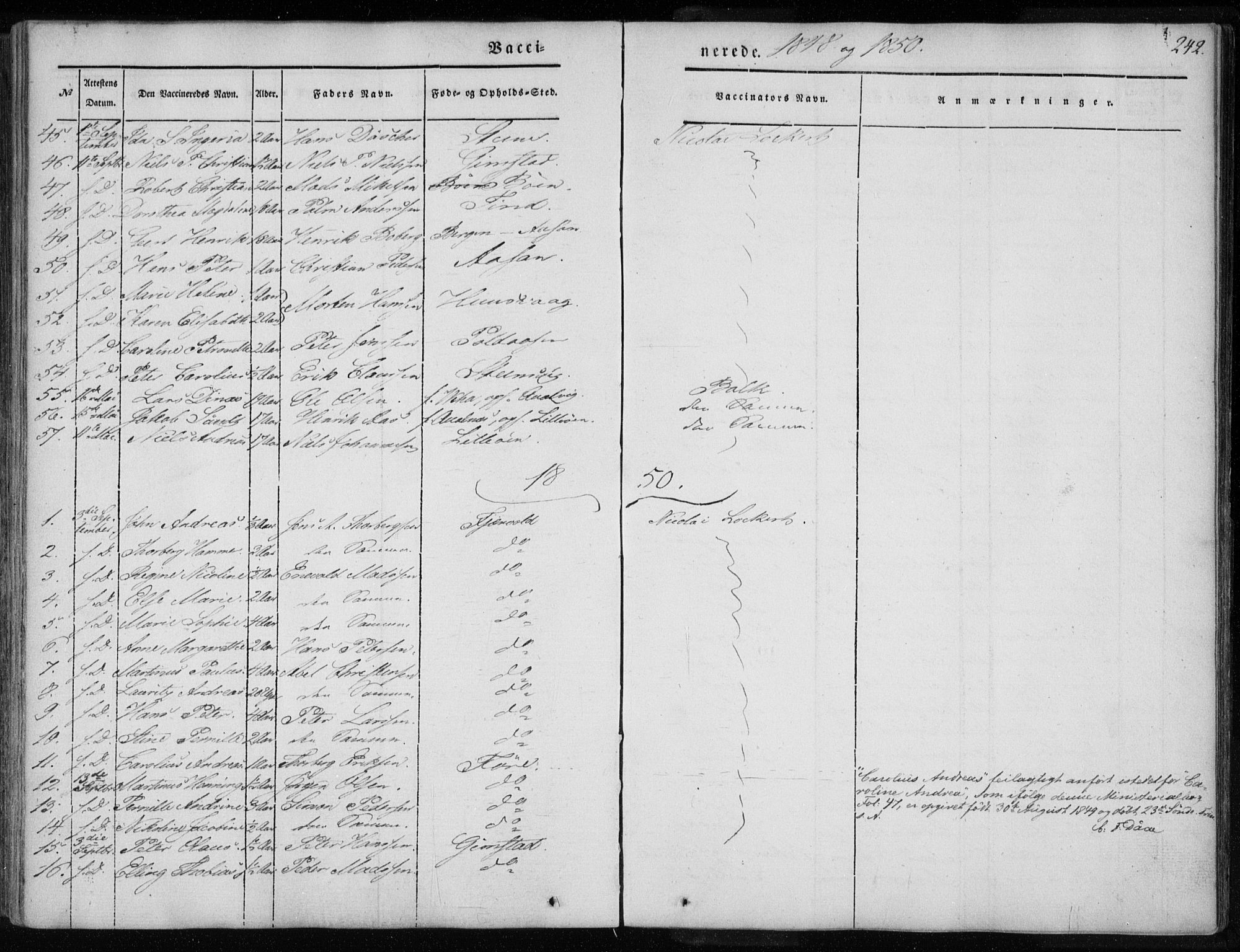 Ministerialprotokoller, klokkerbøker og fødselsregistre - Nordland, AV/SAT-A-1459/891/L1299: Parish register (official) no. 891A04, 1841-1856, p. 242