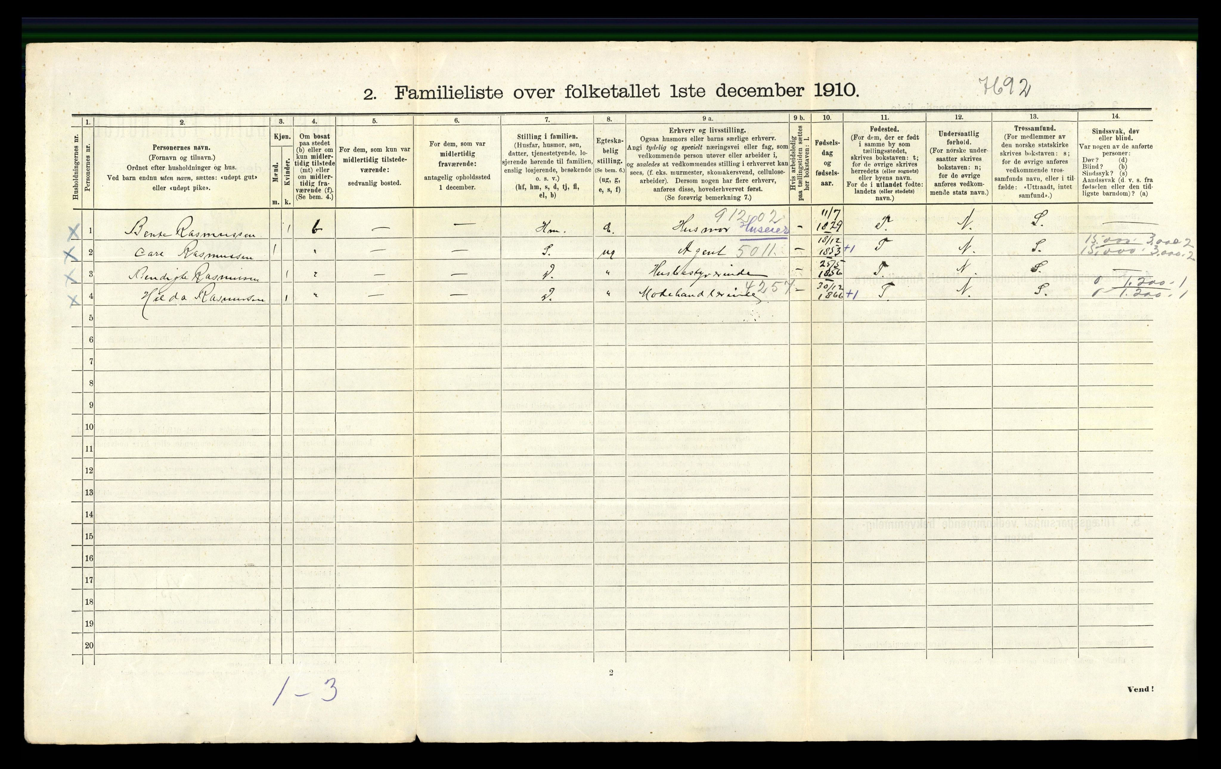 RA, 1910 census for Bergen, 1910, p. 9044