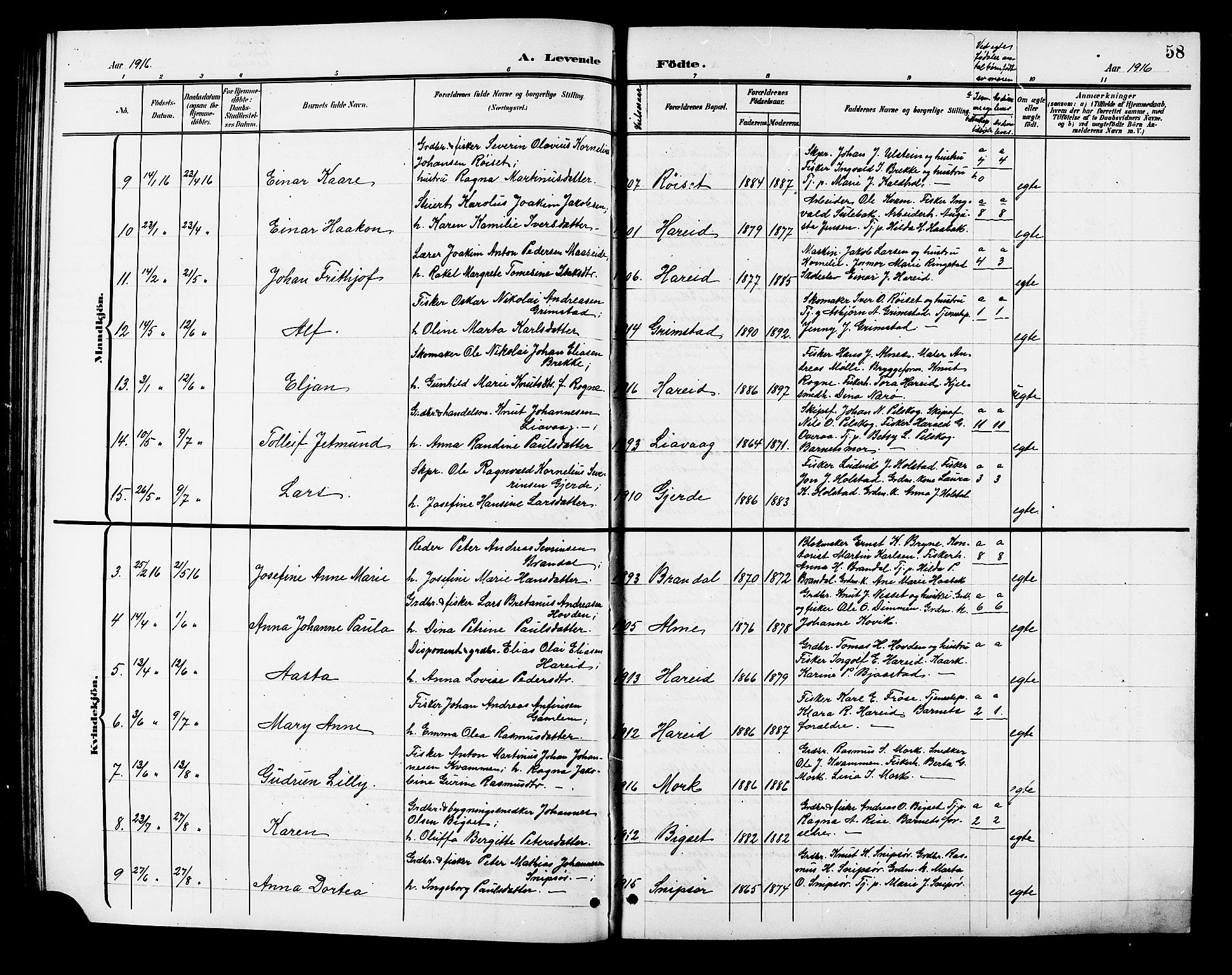 Ministerialprotokoller, klokkerbøker og fødselsregistre - Møre og Romsdal, AV/SAT-A-1454/510/L0126: Parish register (copy) no. 510C03, 1900-1922, p. 58