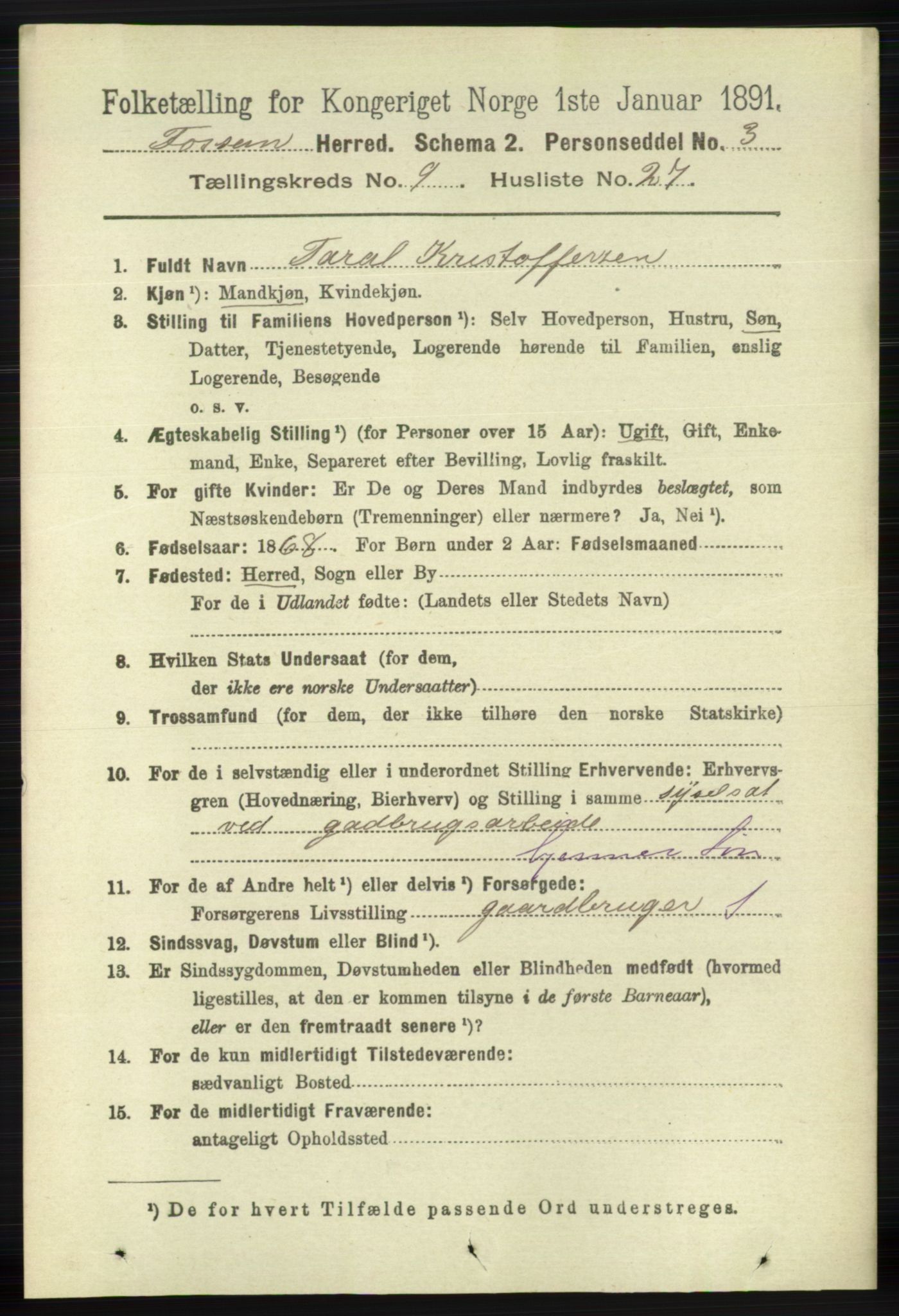 RA, 1891 census for 1129 Forsand, 1891, p. 1635