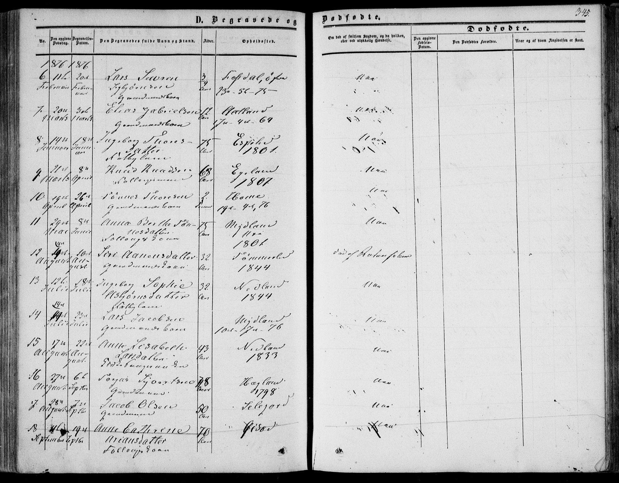 Bakke sokneprestkontor, AV/SAK-1111-0002/F/Fa/Fab/L0002: Parish register (official) no. A 2, 1855-1884, p. 345