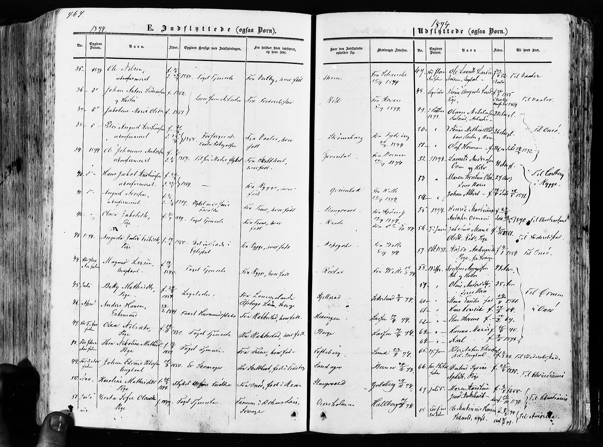 Råde prestekontor kirkebøker, AV/SAO-A-2009/F/Fa/L0006: Parish register (official) no. 6, 1854-1877, p. 464