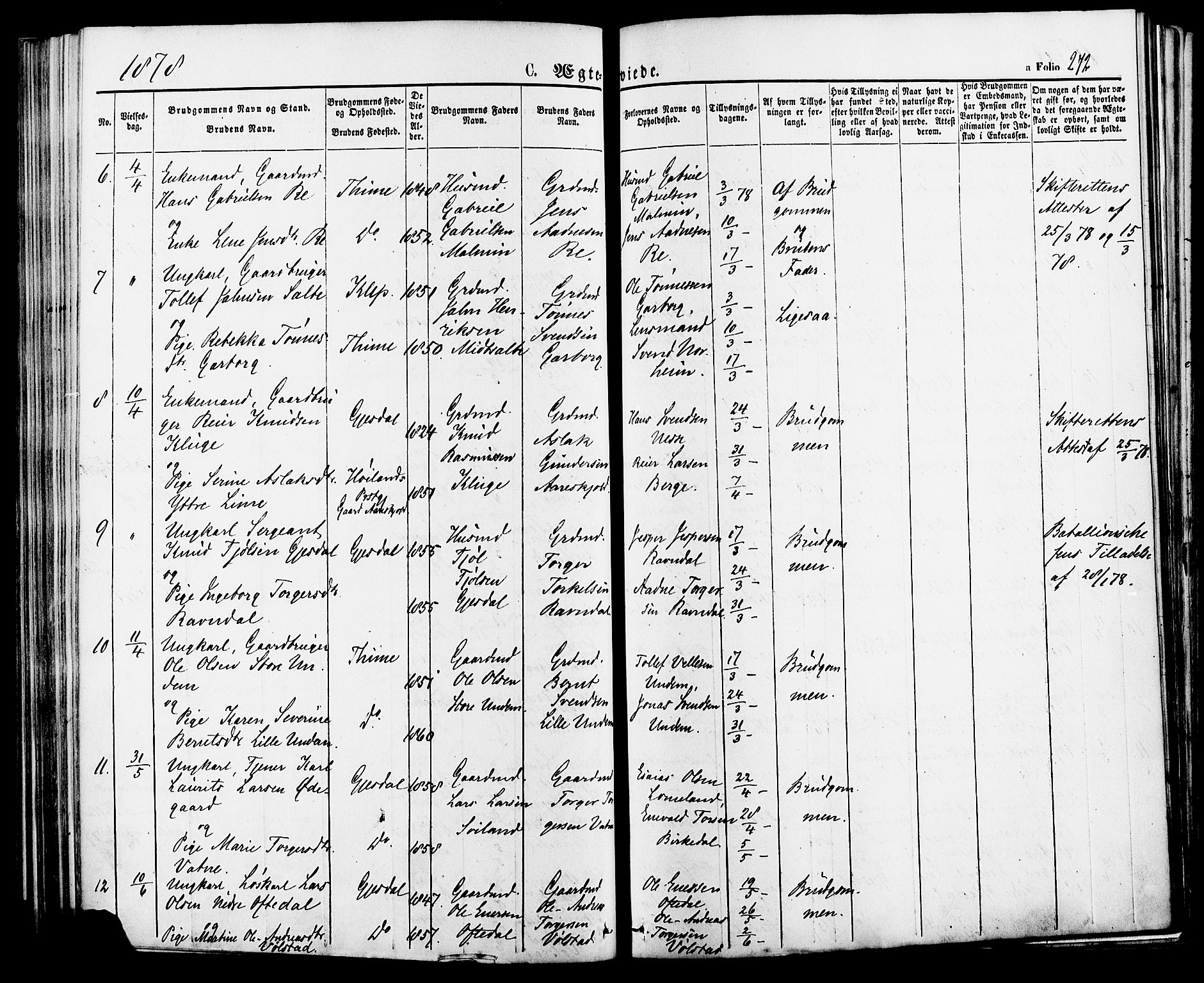 Lye sokneprestkontor, AV/SAST-A-101794/001/30BA/L0008: Parish register (official) no. A 7, 1872-1881, p. 272