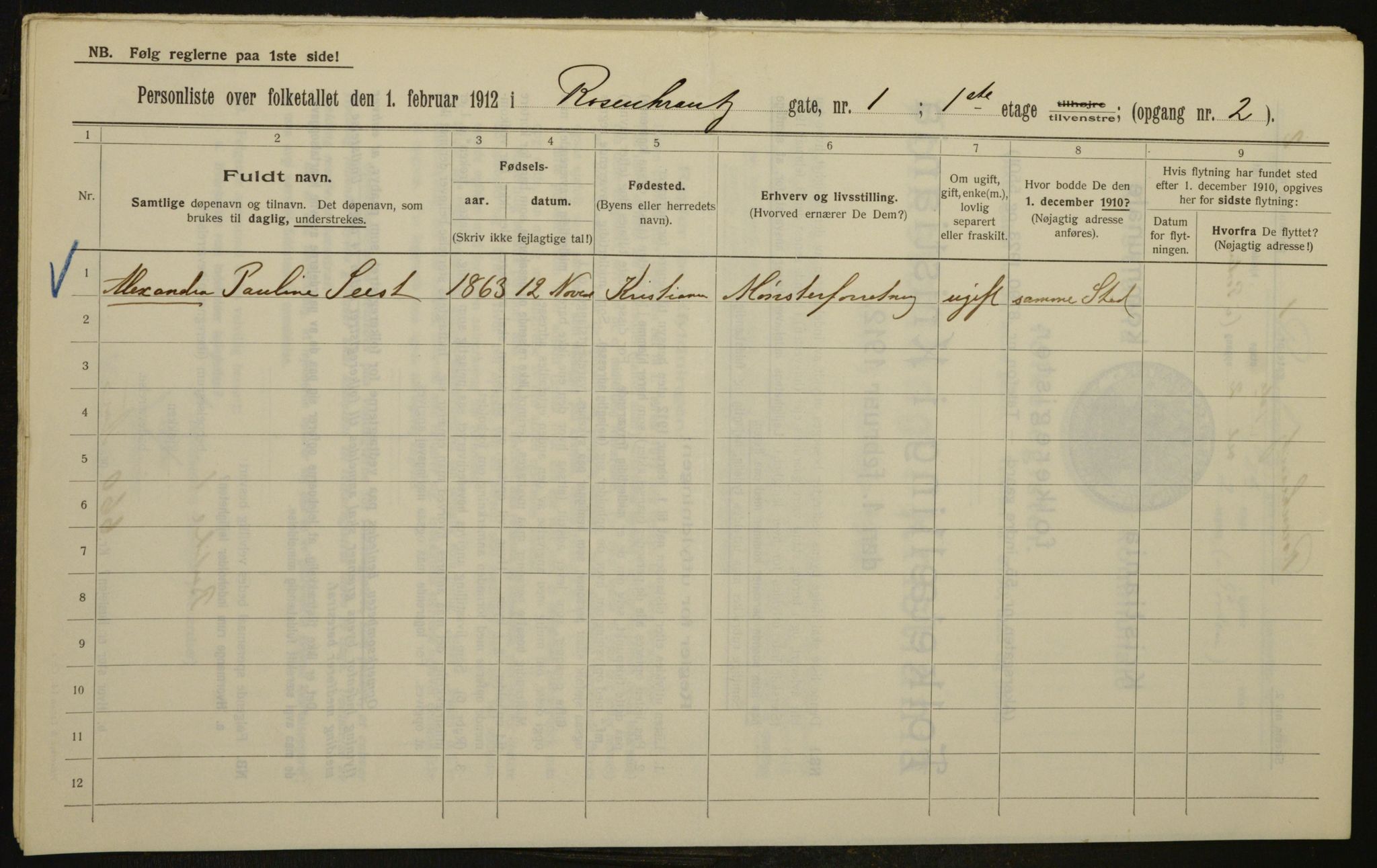 OBA, Municipal Census 1912 for Kristiania, 1912, p. 83989