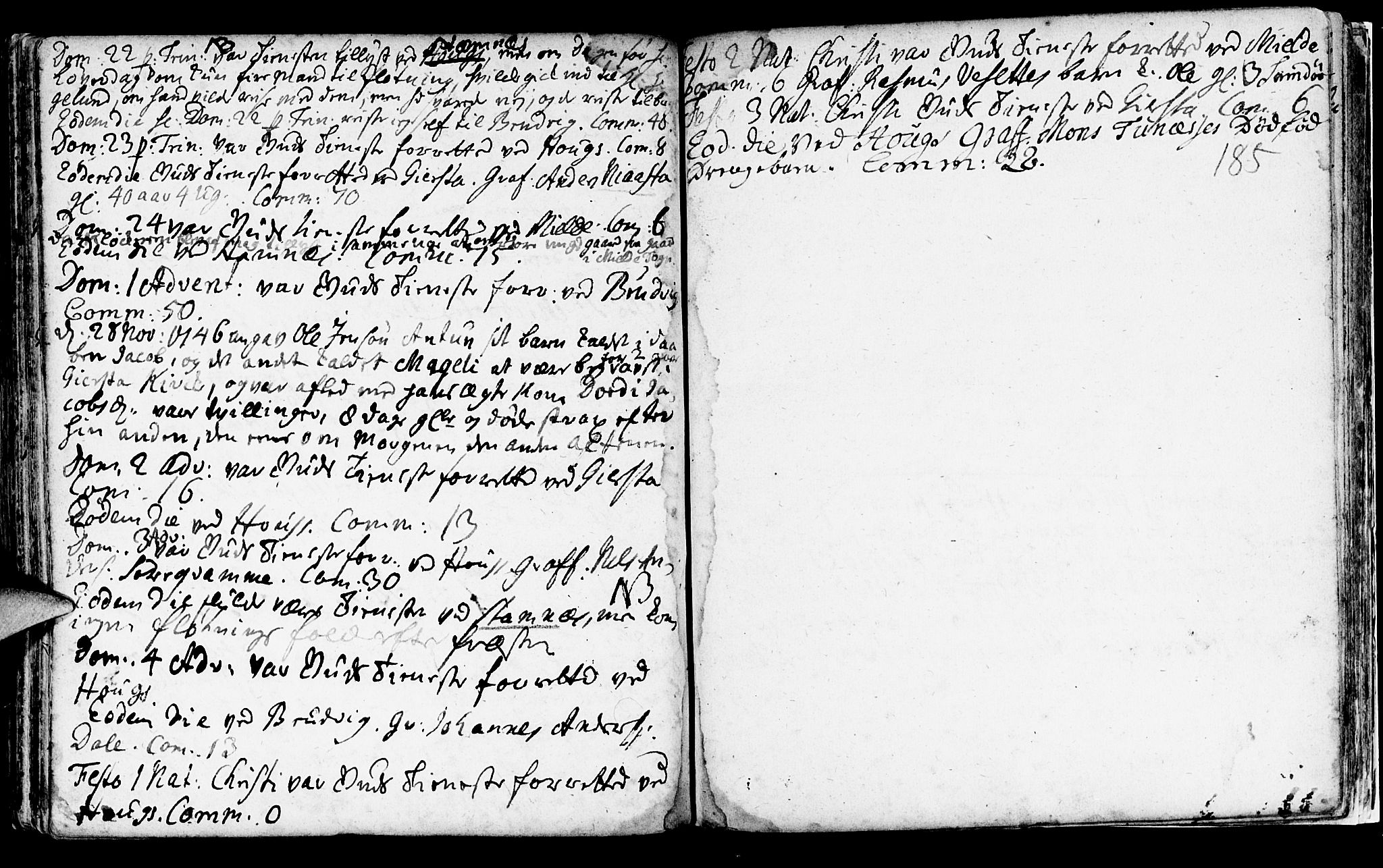 Haus sokneprestembete, AV/SAB-A-75601/H/Haa: Parish register (official) no. A 5, 1733-1747, p. 185