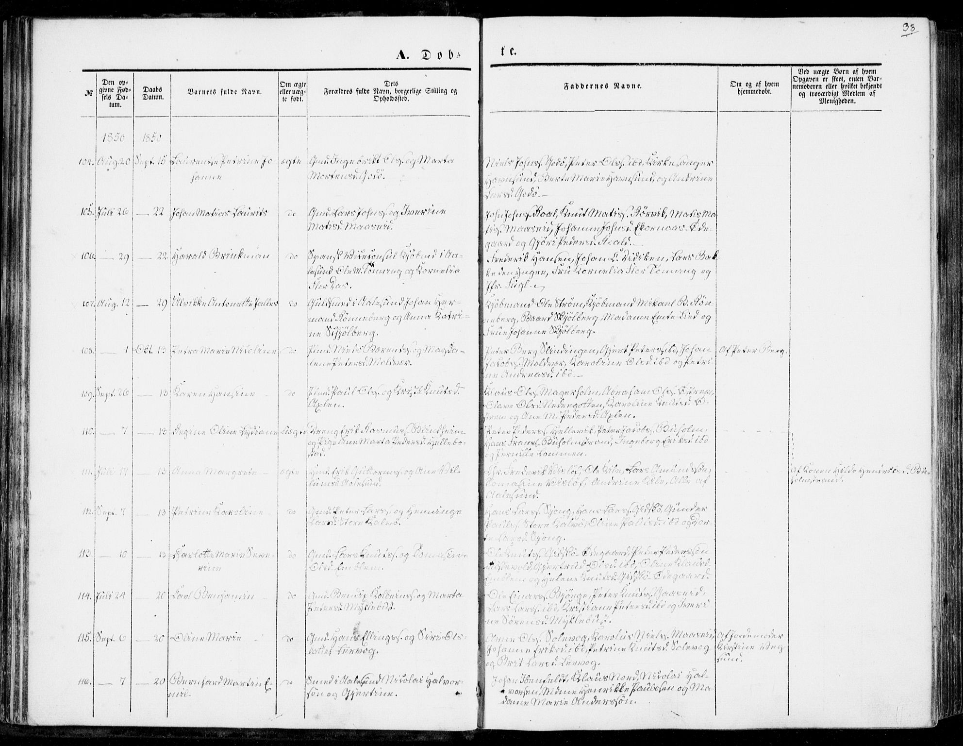 Ministerialprotokoller, klokkerbøker og fødselsregistre - Møre og Romsdal, AV/SAT-A-1454/528/L0397: Parish register (official) no. 528A08, 1848-1858, p. 38