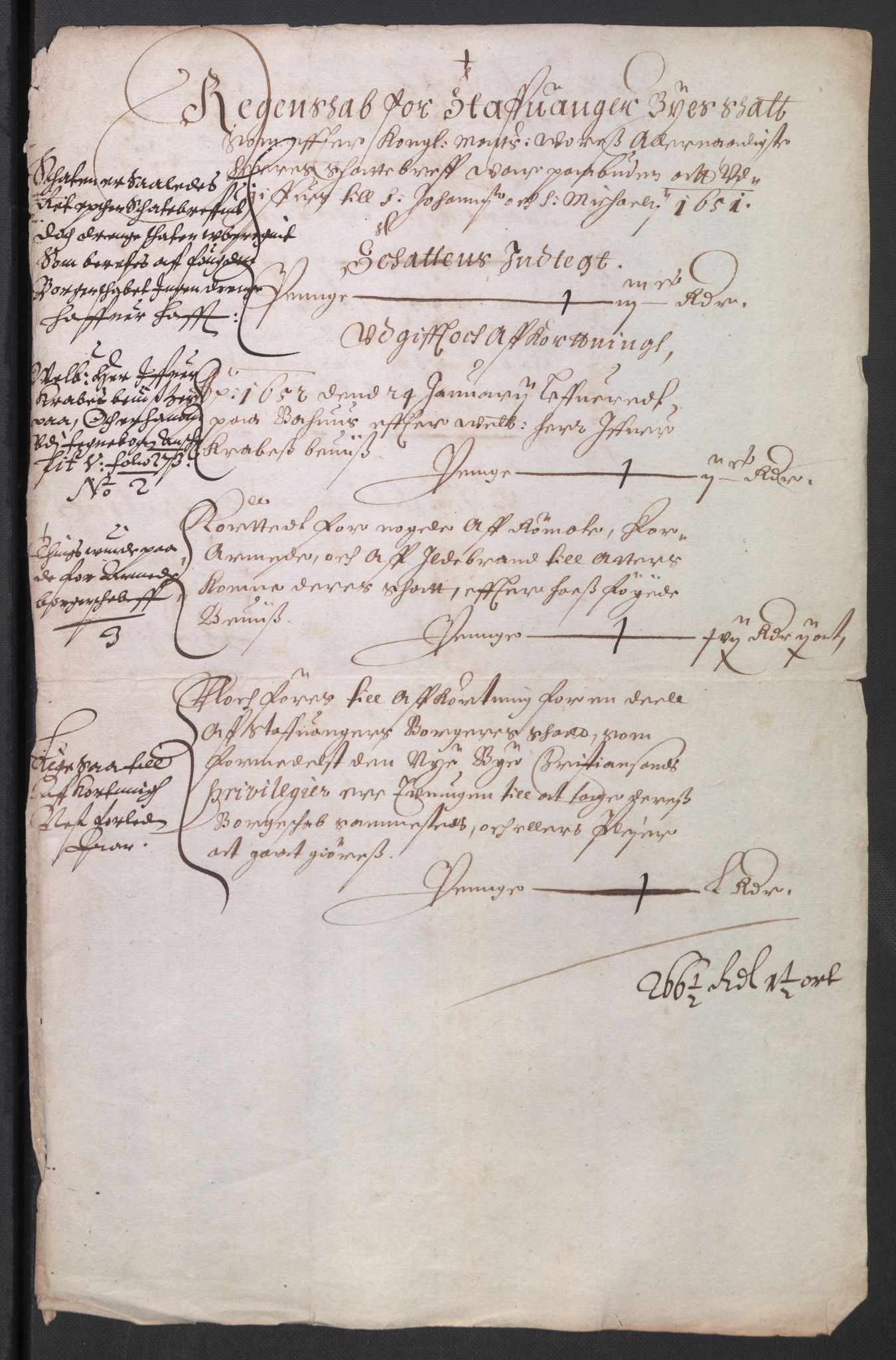 Rentekammeret inntil 1814, Reviderte regnskaper, Byregnskaper, AV/RA-EA-4066/R/Ro/L0299: [O2] By- og kontribusjonsregnskap, 1639-1661, p. 288