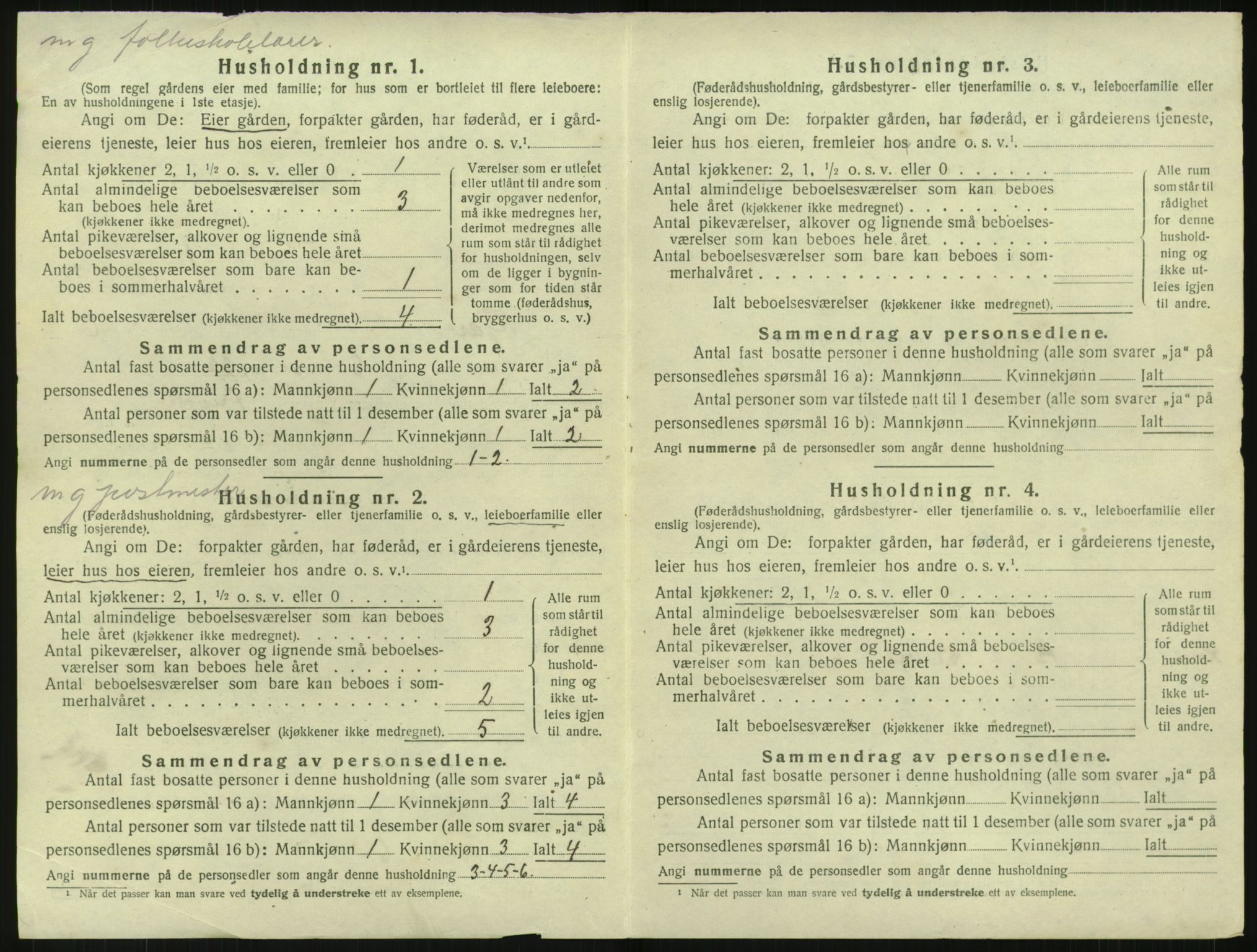 SAK, 1920 census for Fjære, 1920, p. 1190