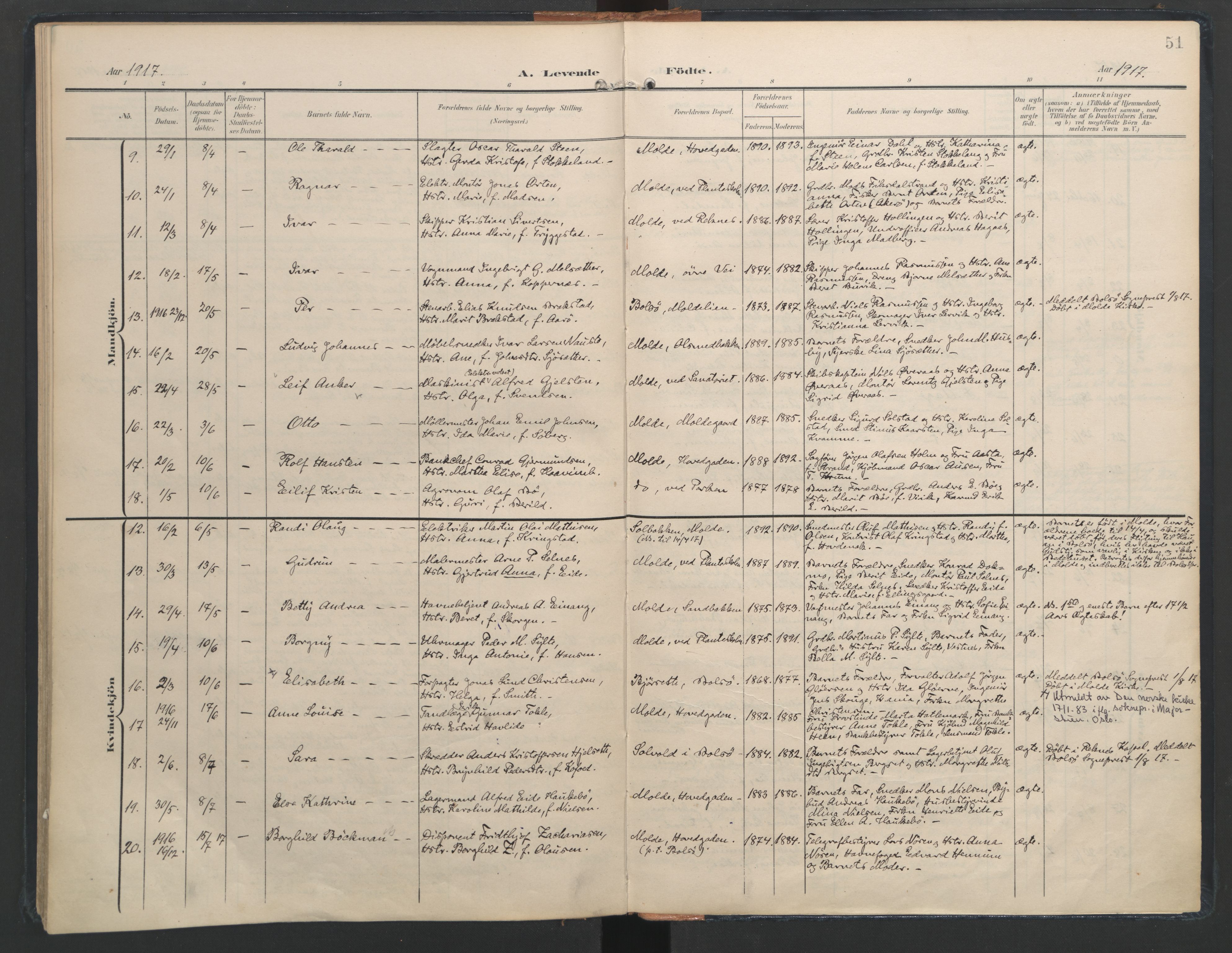 Ministerialprotokoller, klokkerbøker og fødselsregistre - Møre og Romsdal, SAT/A-1454/558/L0693: Parish register (official) no. 558A07, 1903-1917, p. 51