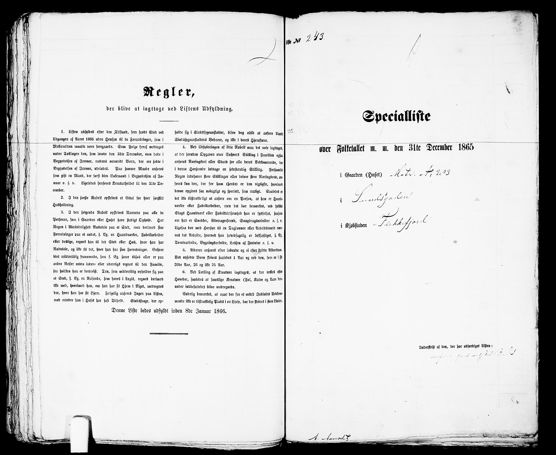 RA, 1865 census for Flekkefjord/Flekkefjord, 1865, p. 496