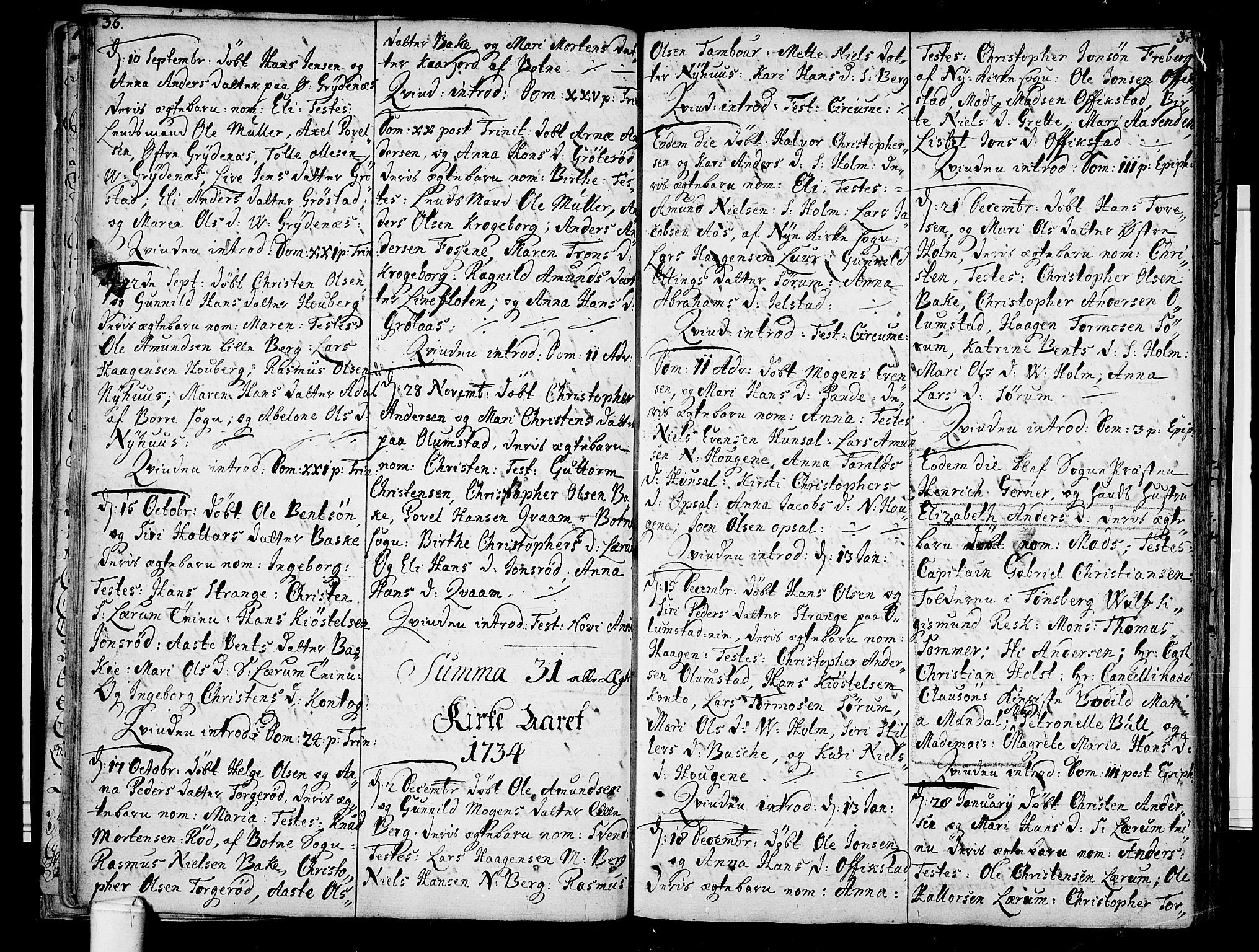 Våle kirkebøker, AV/SAKO-A-334/F/Fa/L0003: Parish register (official) no. I 3, 1732-1773, p. 36-37