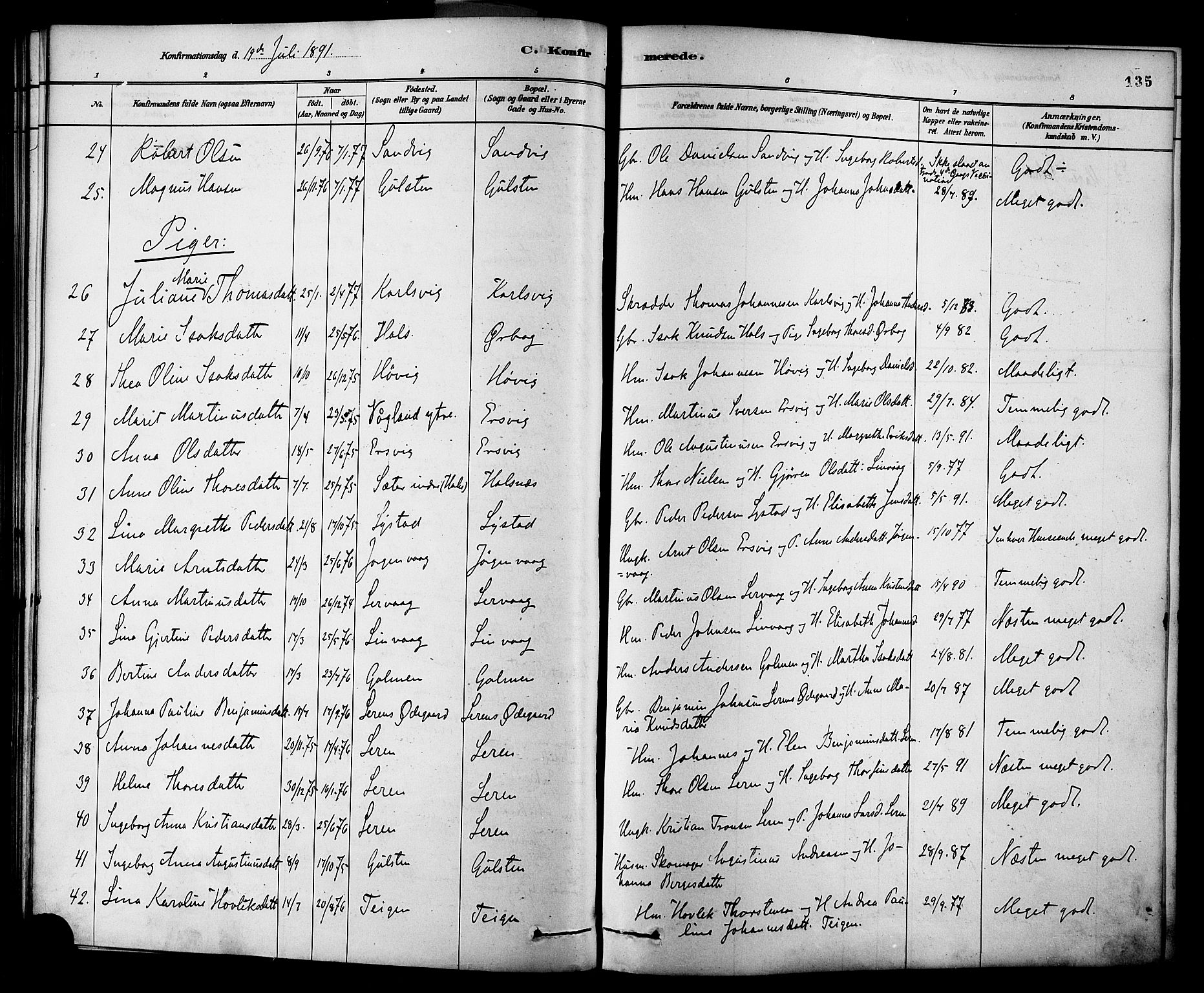 Ministerialprotokoller, klokkerbøker og fødselsregistre - Møre og Romsdal, AV/SAT-A-1454/577/L0896: Parish register (official) no. 577A03, 1880-1898, p. 135