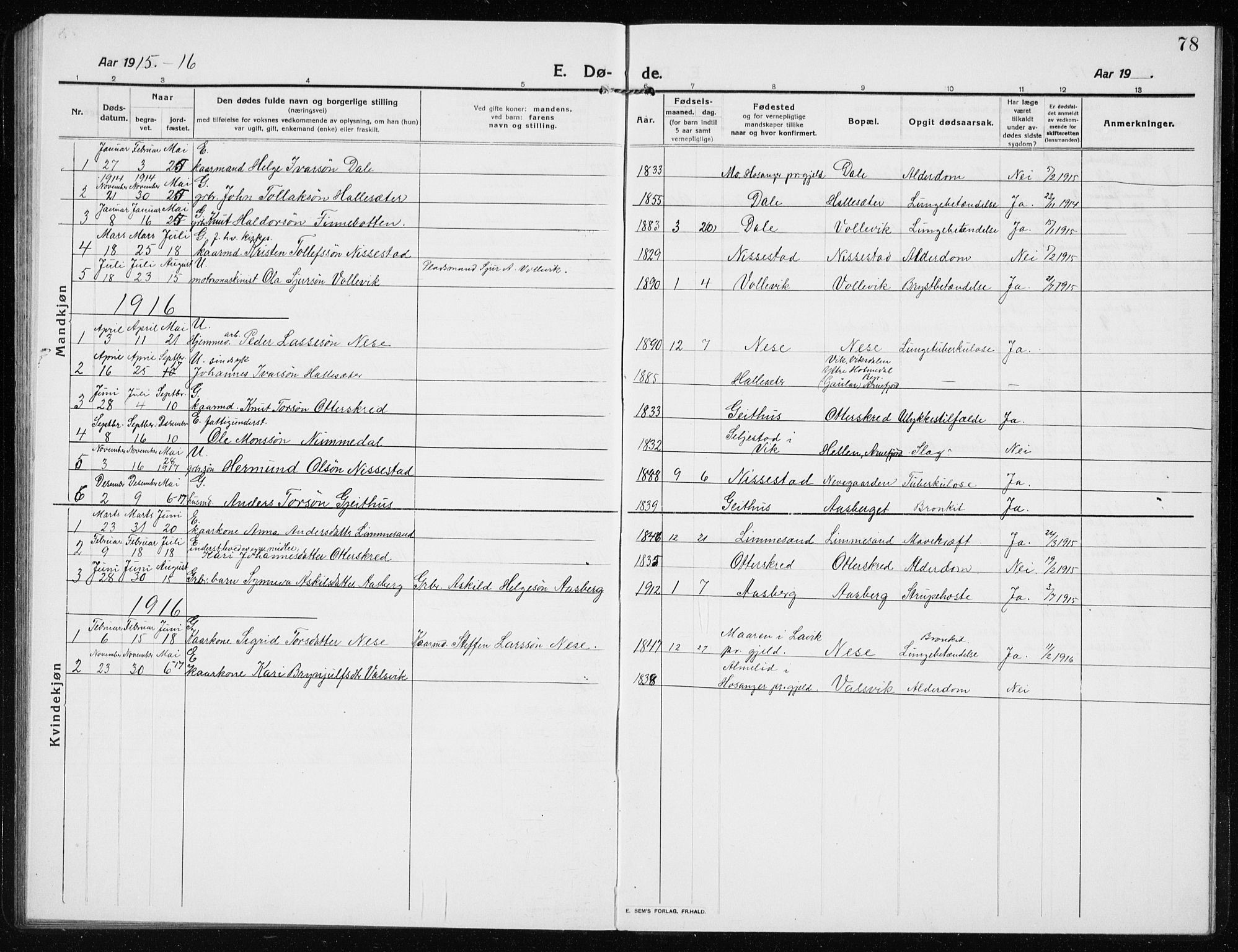 Vik sokneprestembete, AV/SAB-A-81501/H/Hab/Habb/L0004: Parish register (copy) no. B 4, 1913-1938, p. 78