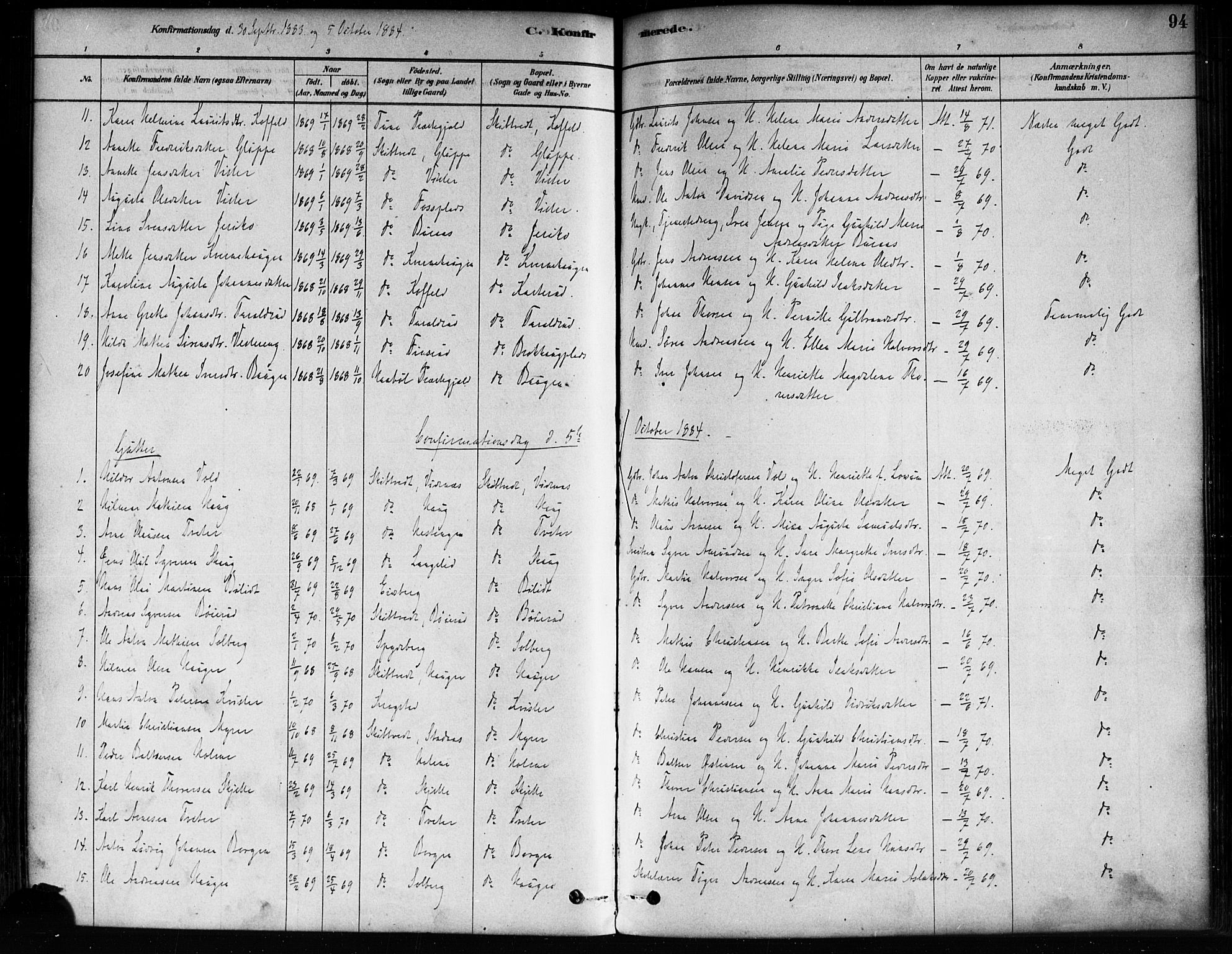 Skiptvet prestekontor Kirkebøker, AV/SAO-A-20009/F/Fa/L0009: Parish register (official) no. 9, 1878-1900, p. 94