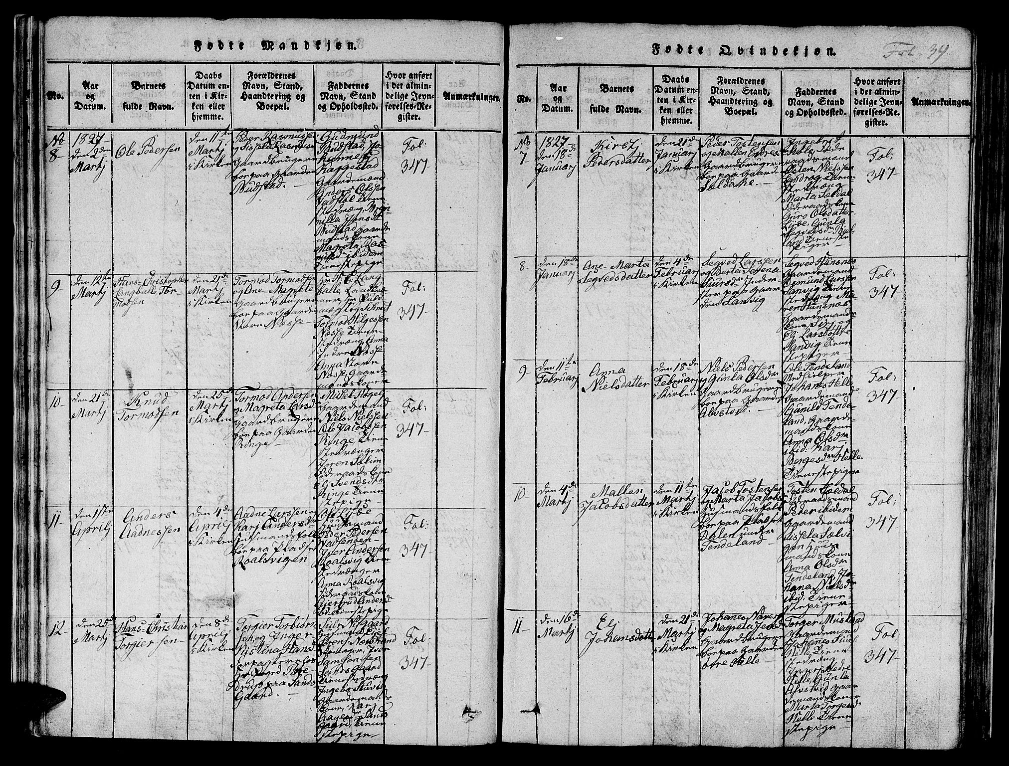 Nedstrand sokneprestkontor, AV/SAST-A-101841/01/IV: Parish register (official) no. A 6, 1816-1838, p. 39