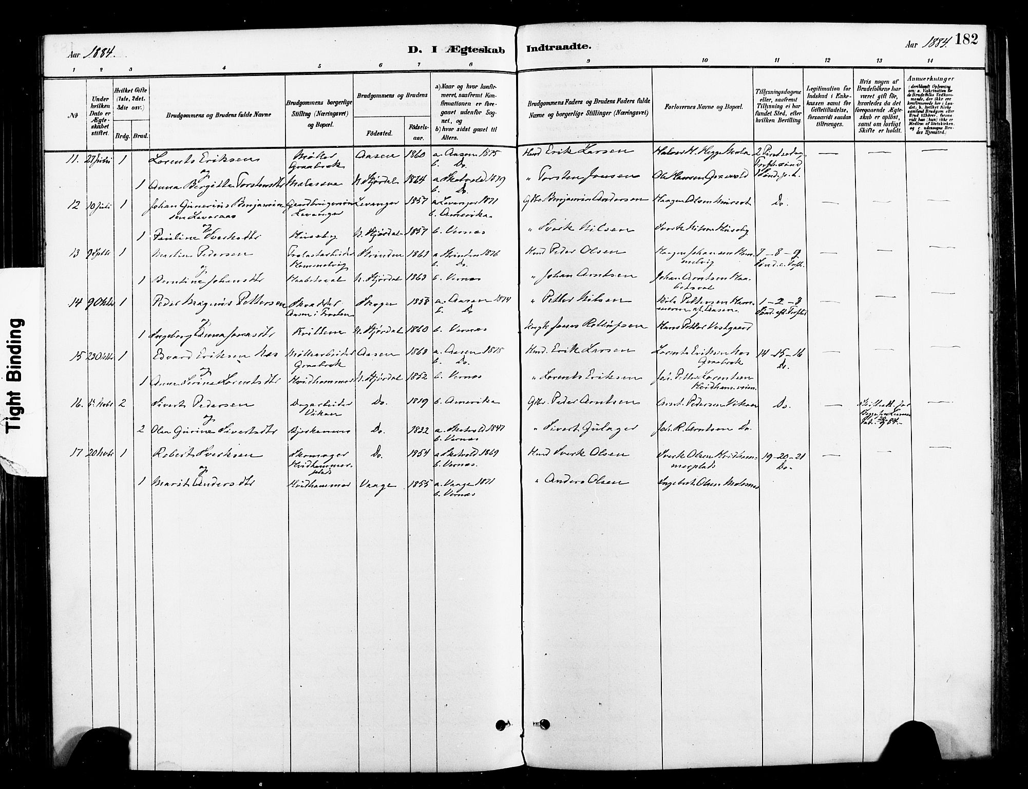 Ministerialprotokoller, klokkerbøker og fødselsregistre - Nord-Trøndelag, AV/SAT-A-1458/709/L0077: Parish register (official) no. 709A17, 1880-1895, p. 182