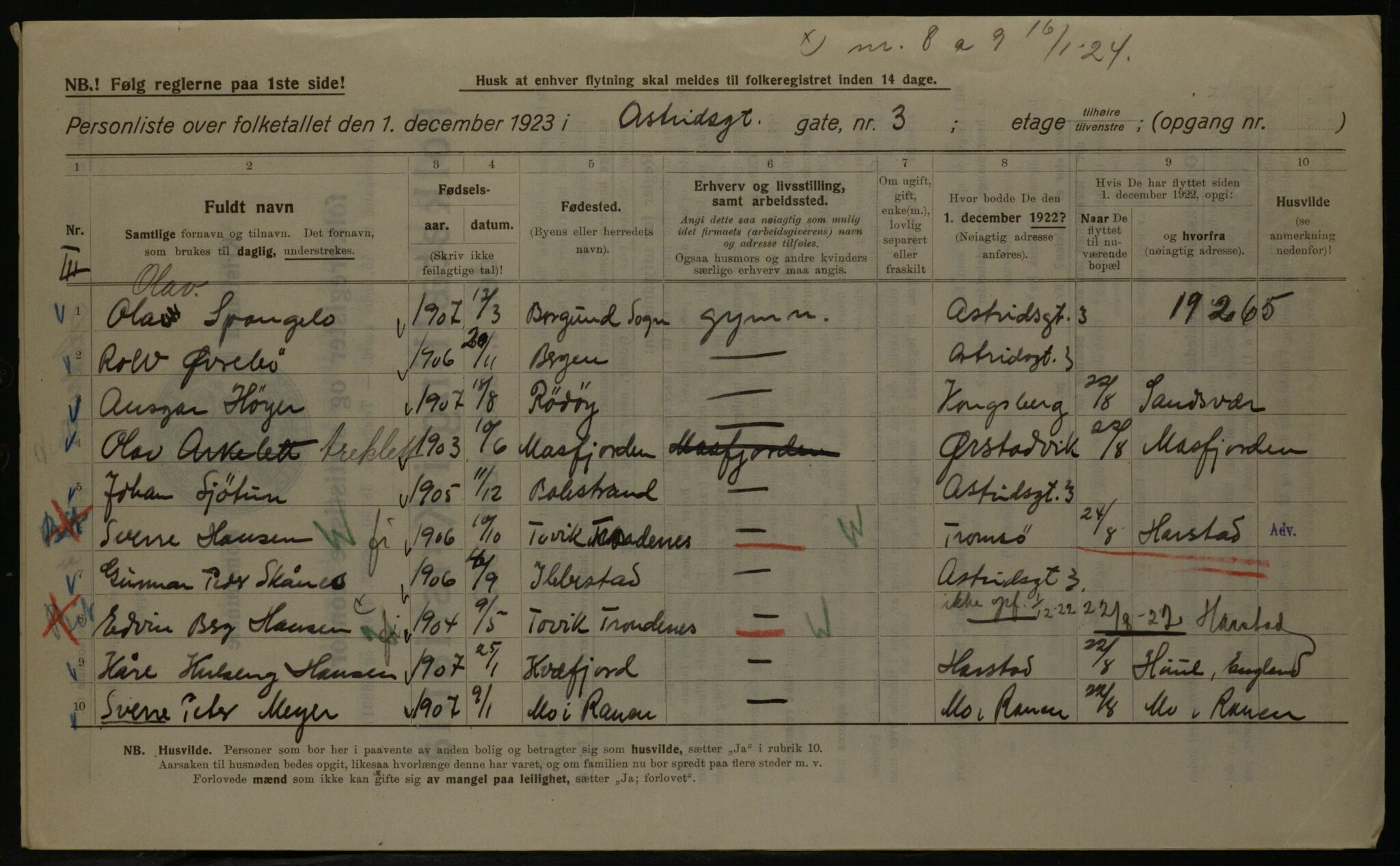 OBA, Municipal Census 1923 for Kristiania, 1923, p. 19084