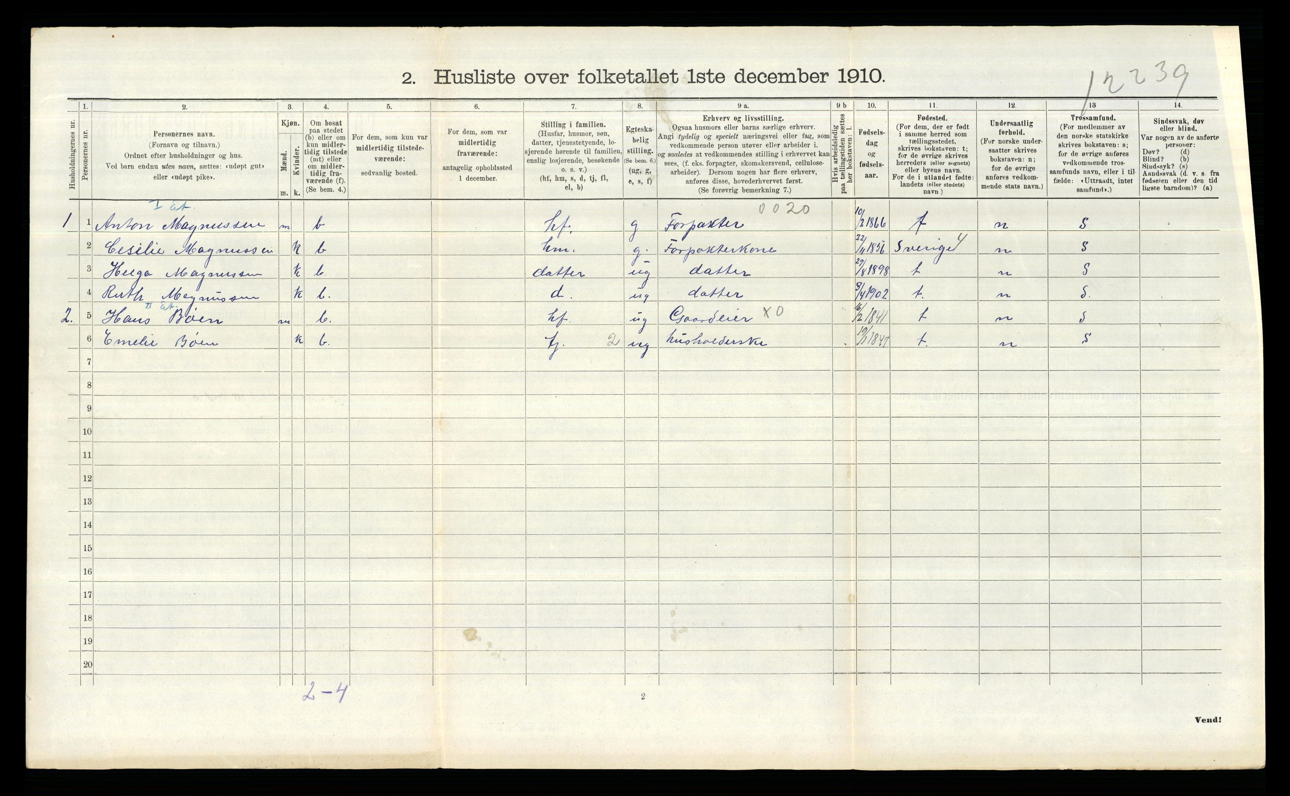 RA, 1910 census for Aremark, 1910, p. 582