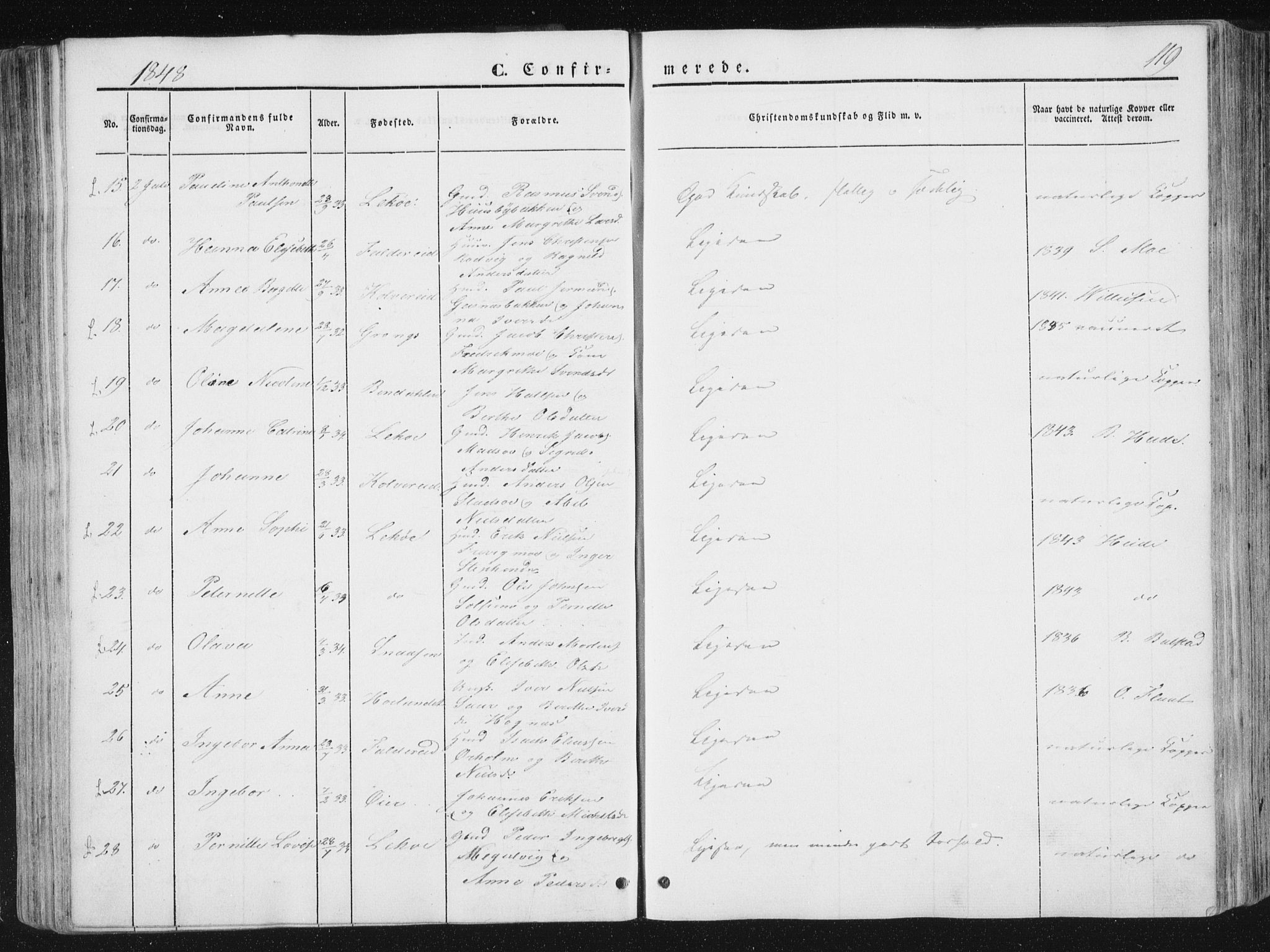 Ministerialprotokoller, klokkerbøker og fødselsregistre - Nord-Trøndelag, AV/SAT-A-1458/780/L0640: Parish register (official) no. 780A05, 1845-1856, p. 119