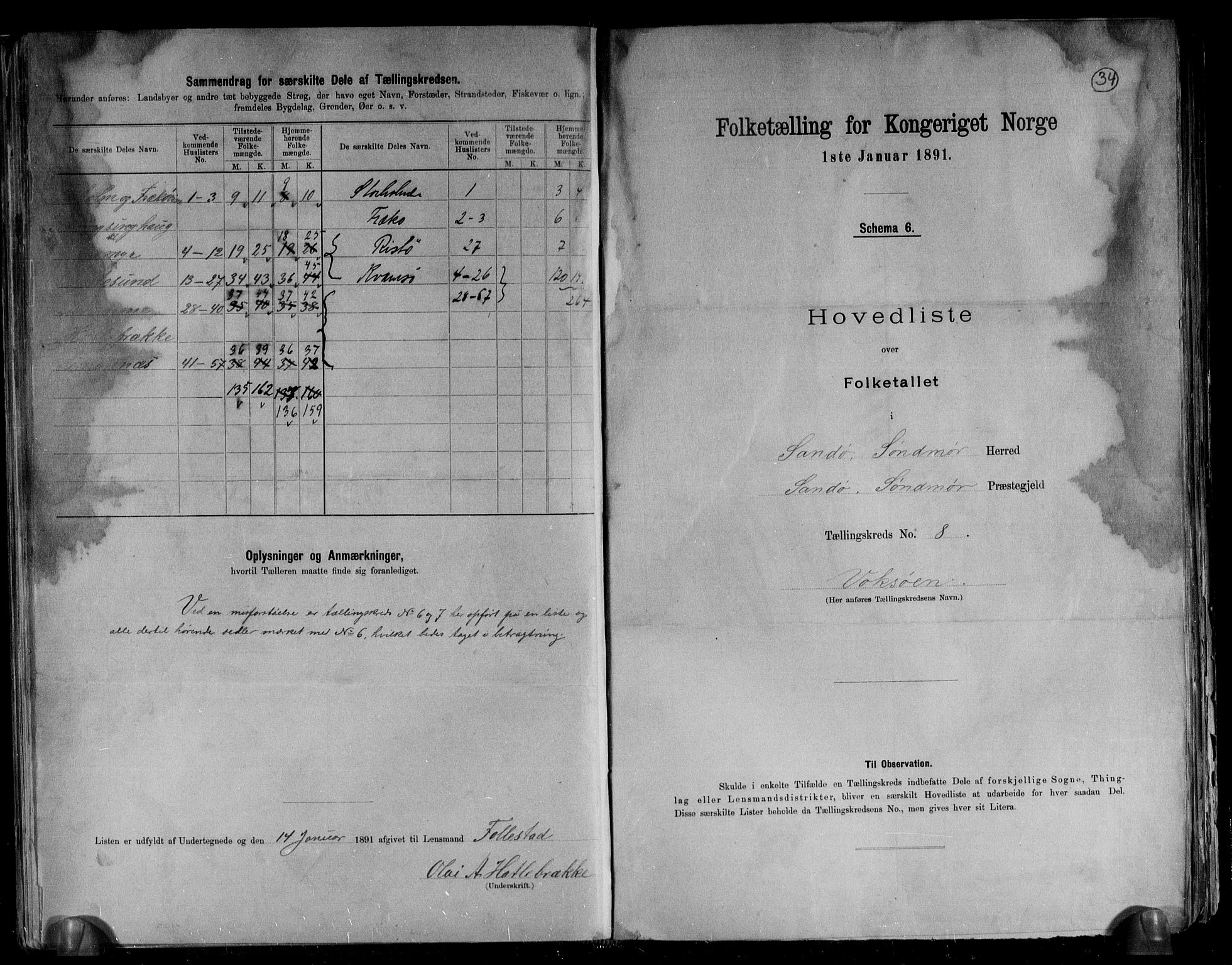 RA, 1891 census for 1514 Sande, 1891, p. 16