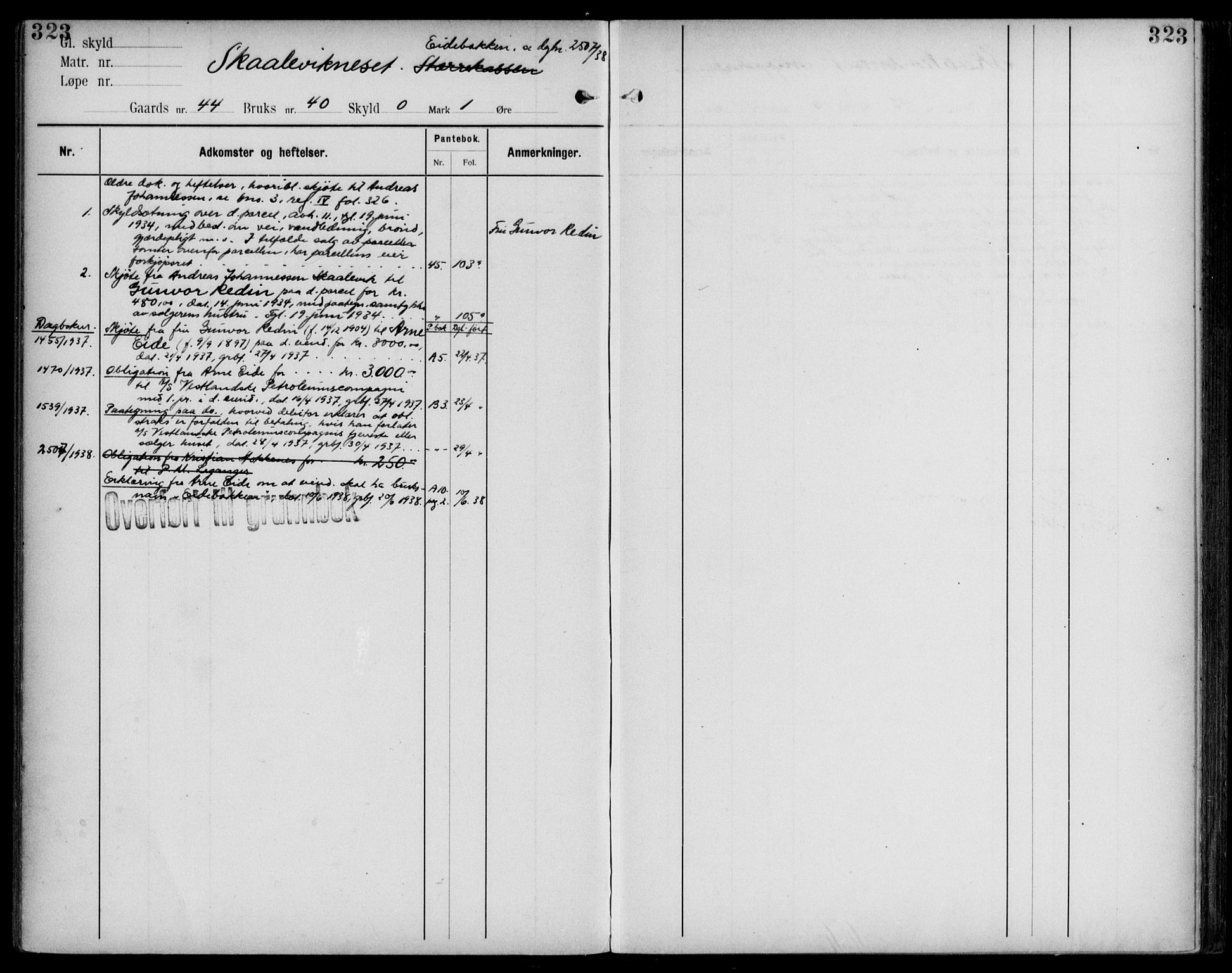 Midhordland sorenskriveri, AV/SAB-A-3001/1/G/Ga/Gab/L0109: Mortgage register no. II.A.b.109, p. 323