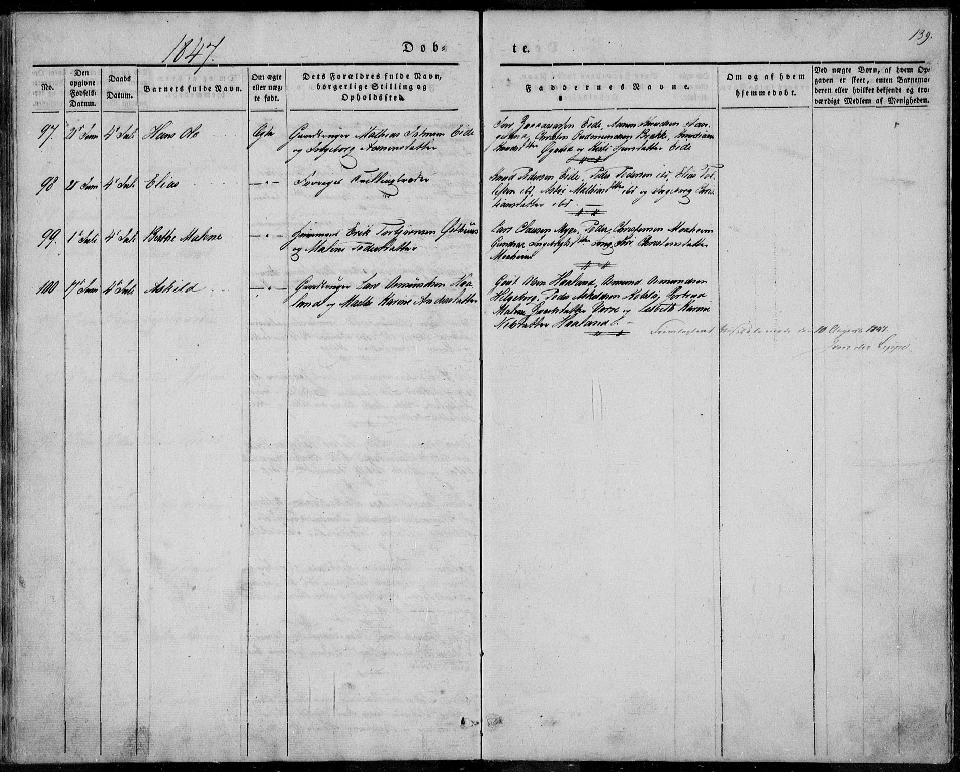 Avaldsnes sokneprestkontor, AV/SAST-A -101851/H/Ha/Haa/L0006: Parish register (official) no. A 6, 1839-1847, p. 139