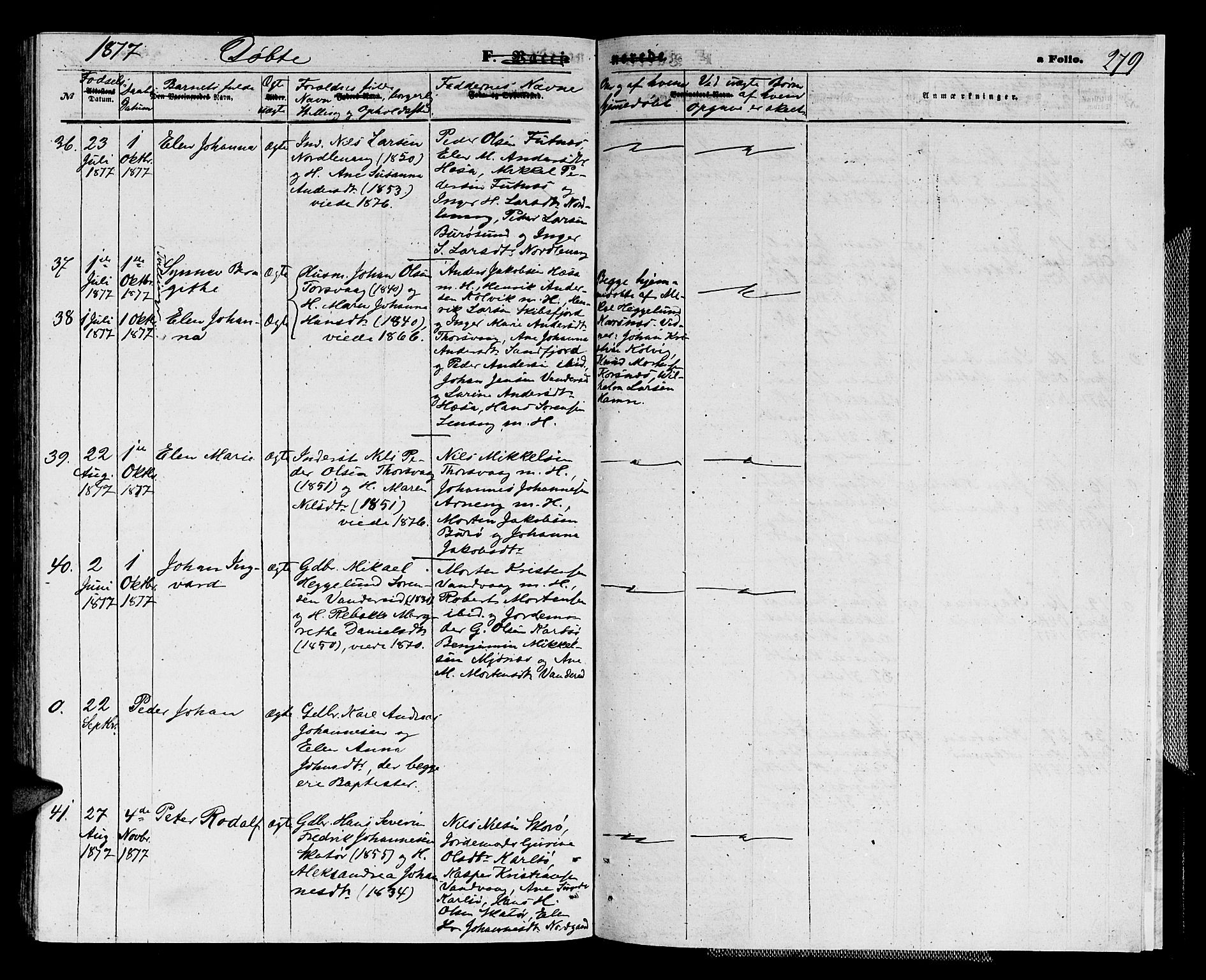 Karlsøy sokneprestembete, AV/SATØ-S-1299/H/Ha/Hab/L0003klokker: Parish register (copy) no. 3, 1862-1877, p. 279