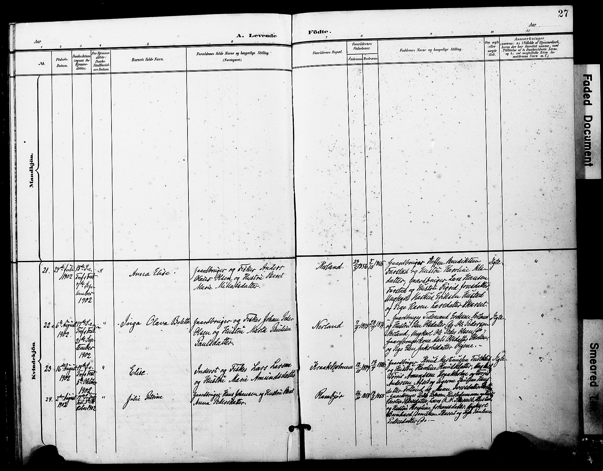 Ministerialprotokoller, klokkerbøker og fødselsregistre - Møre og Romsdal, AV/SAT-A-1454/567/L0779: Parish register (official) no. 567A02, 1898-1902, p. 27