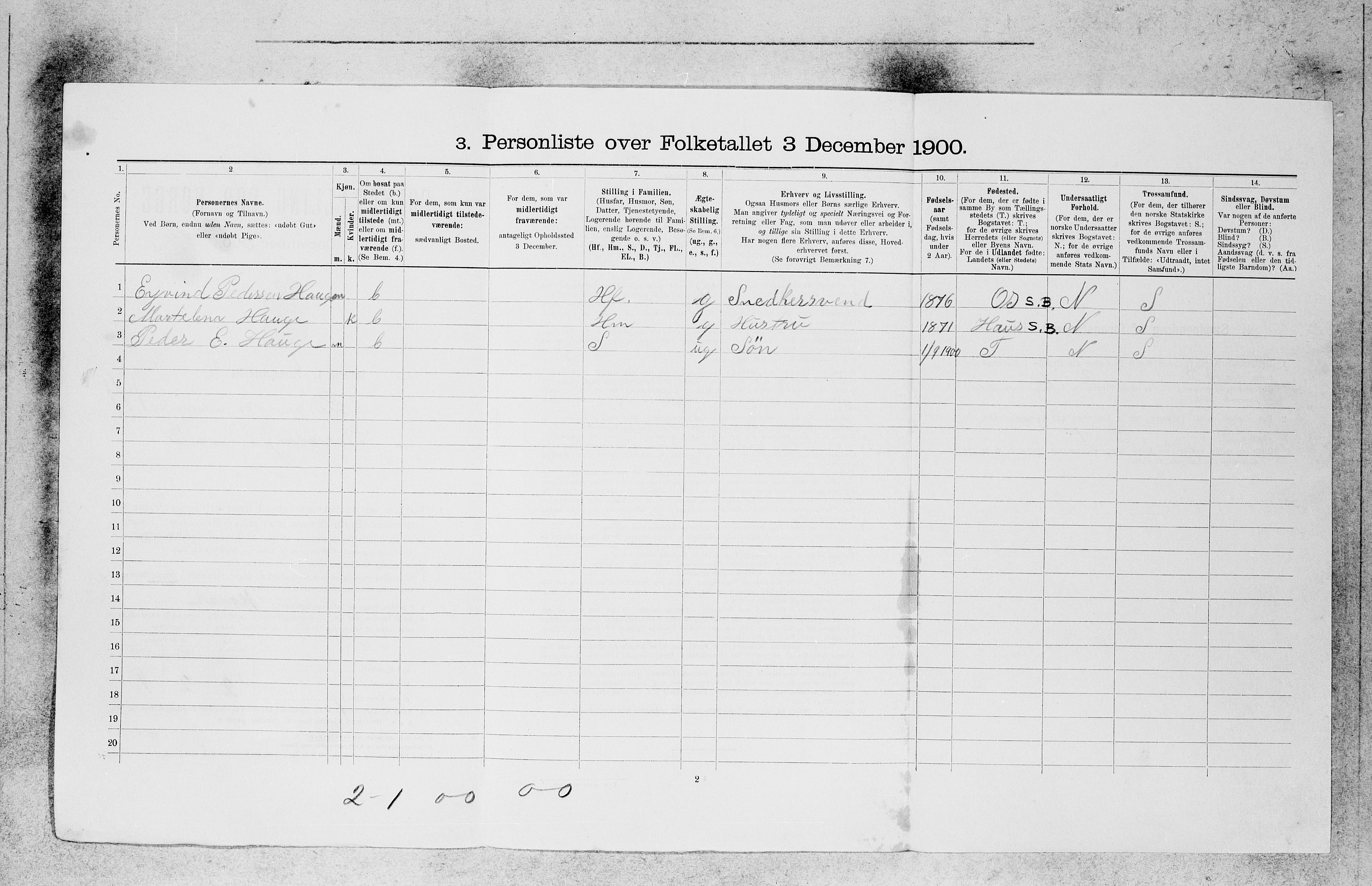 SAB, 1900 census for Bergen, 1900, p. 29092