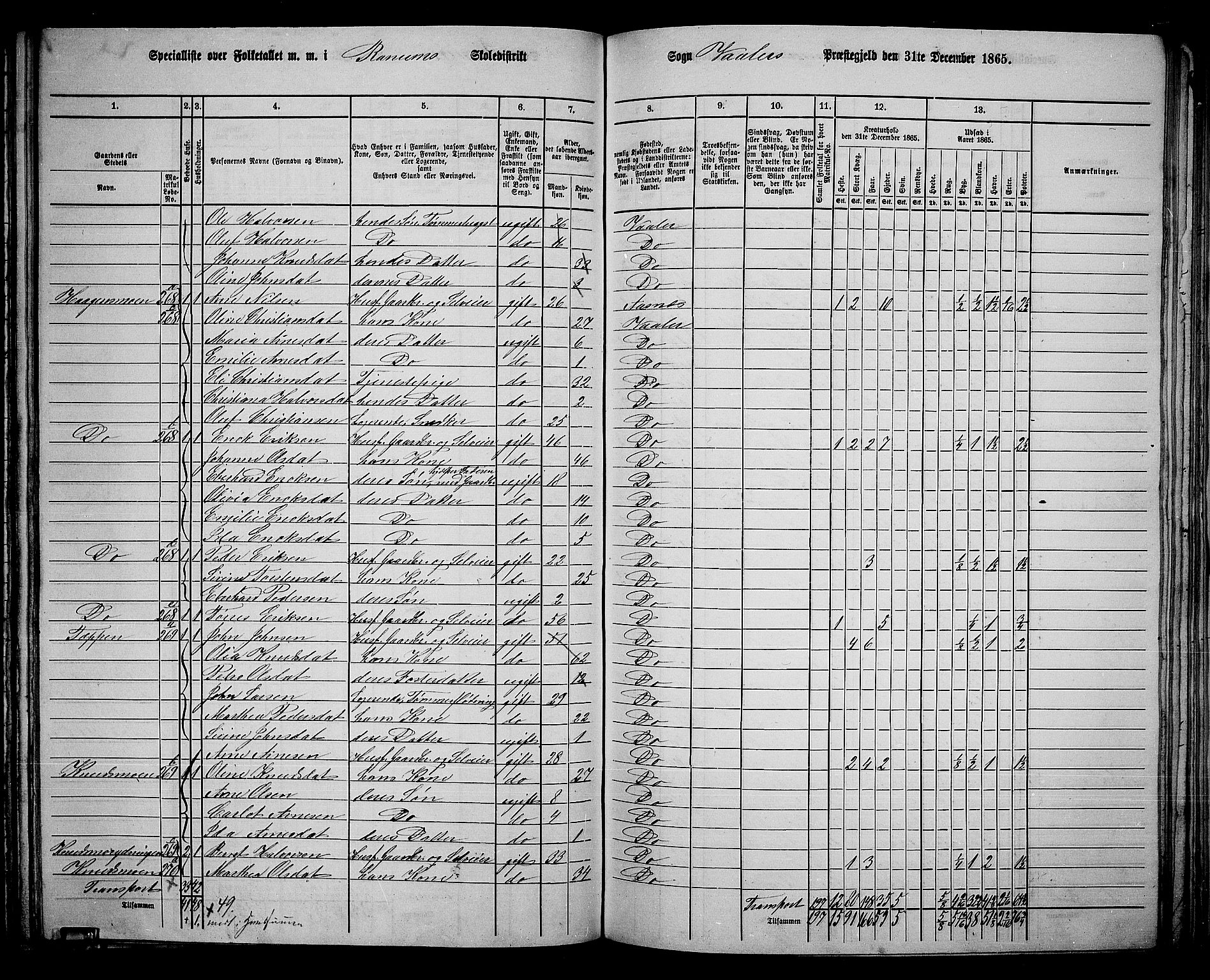 RA, 1865 census for Våler, 1865, p. 118