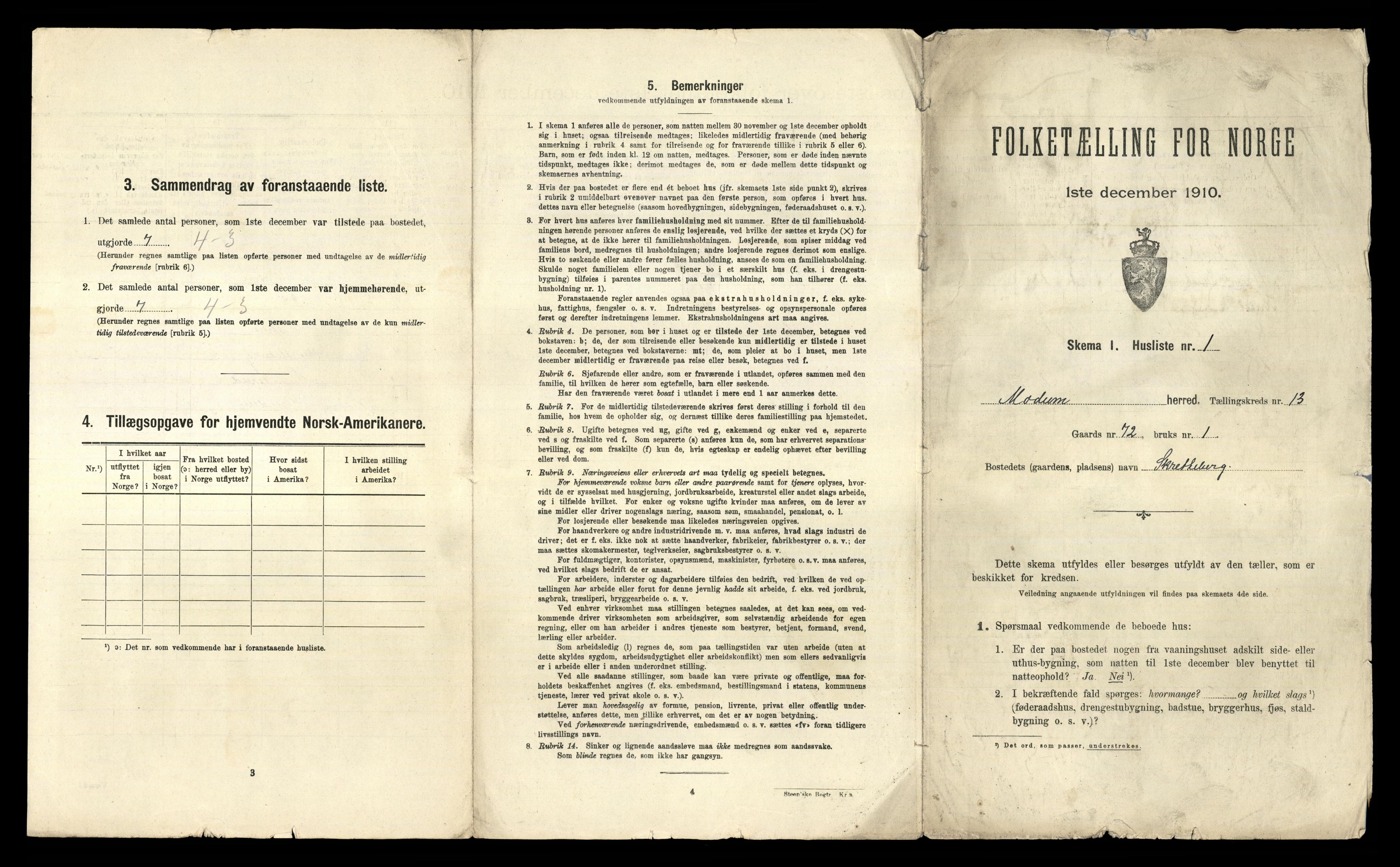 RA, 1910 census for Modum, 1910, p. 2206